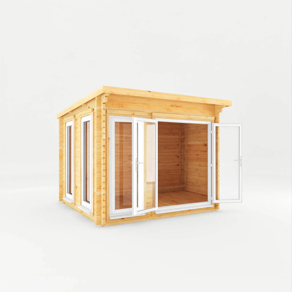 Mercia Studio 9' 11" x 9' 11" Pent Log Cabin - Premium 44mm Cladding Loglap - White UPVC - Image 8