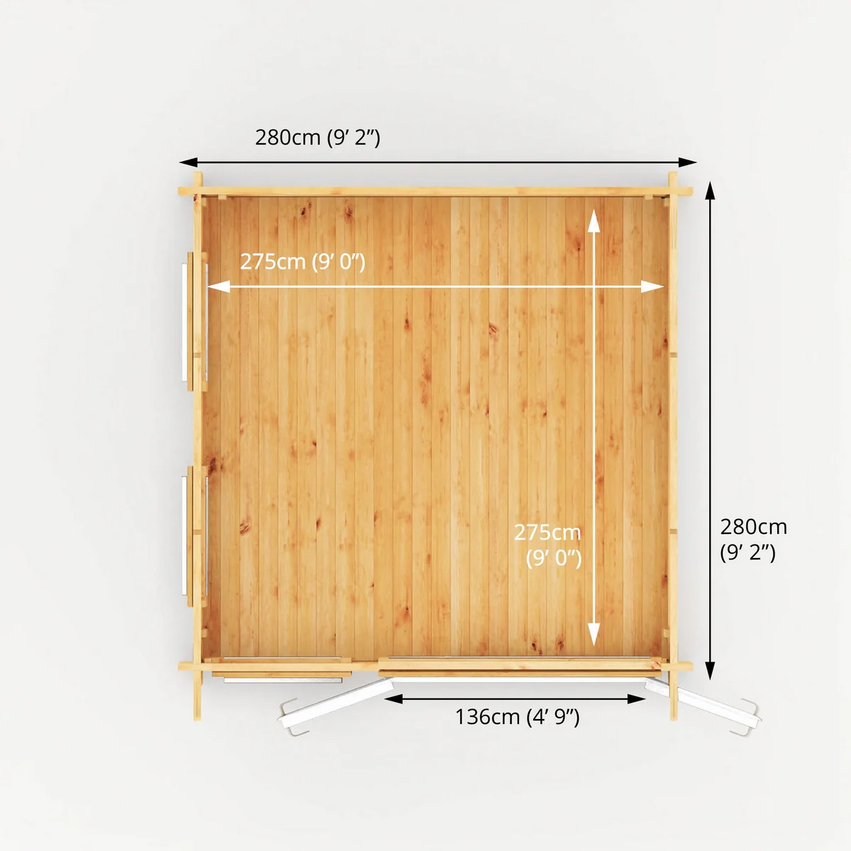 Mercia Studio 9' 11" x 9' 11" Pent Log Cabin - Premium 44mm Cladding Loglap - White UPVC - Image 9