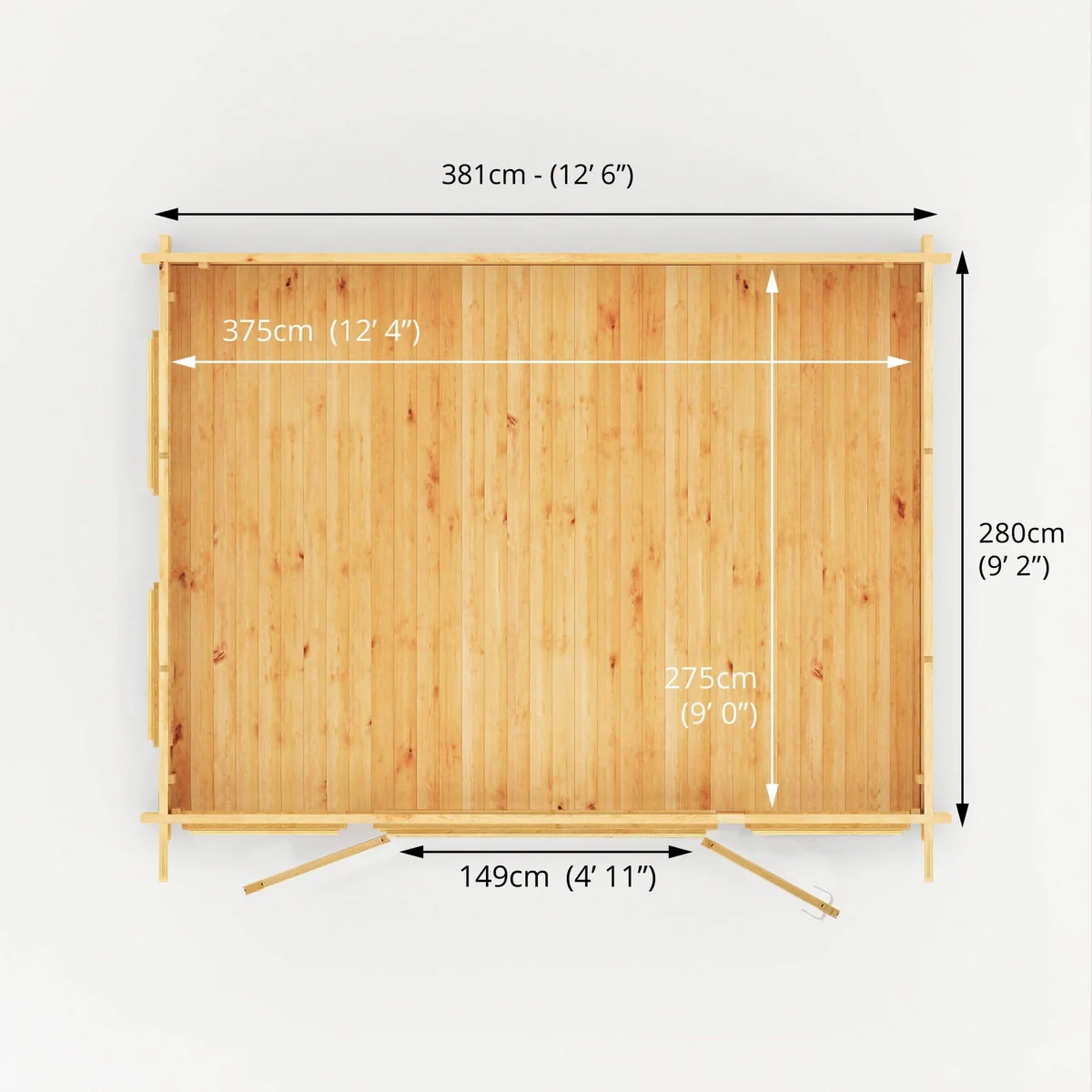 Mercia Studio 9' 3" x 12' 6" Pent Log Cabin - Premium 34mm Cladding Loglap - Image 9
