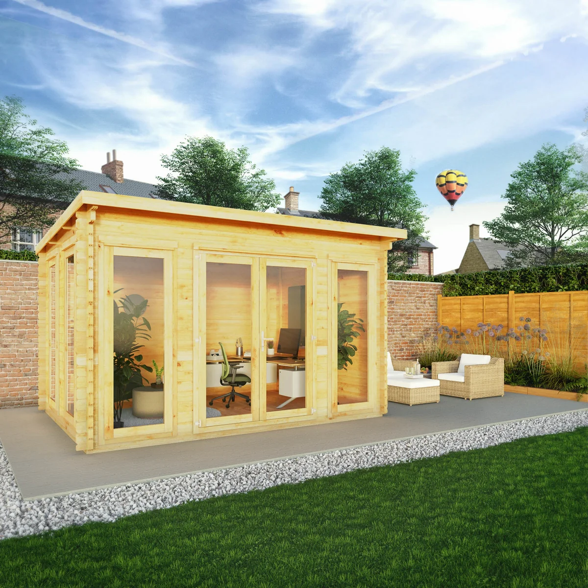 Mercia Studio 9' 3" x 12' 6" Pent Log Cabin - Premium 44mm Cladding Loglap - Image 3