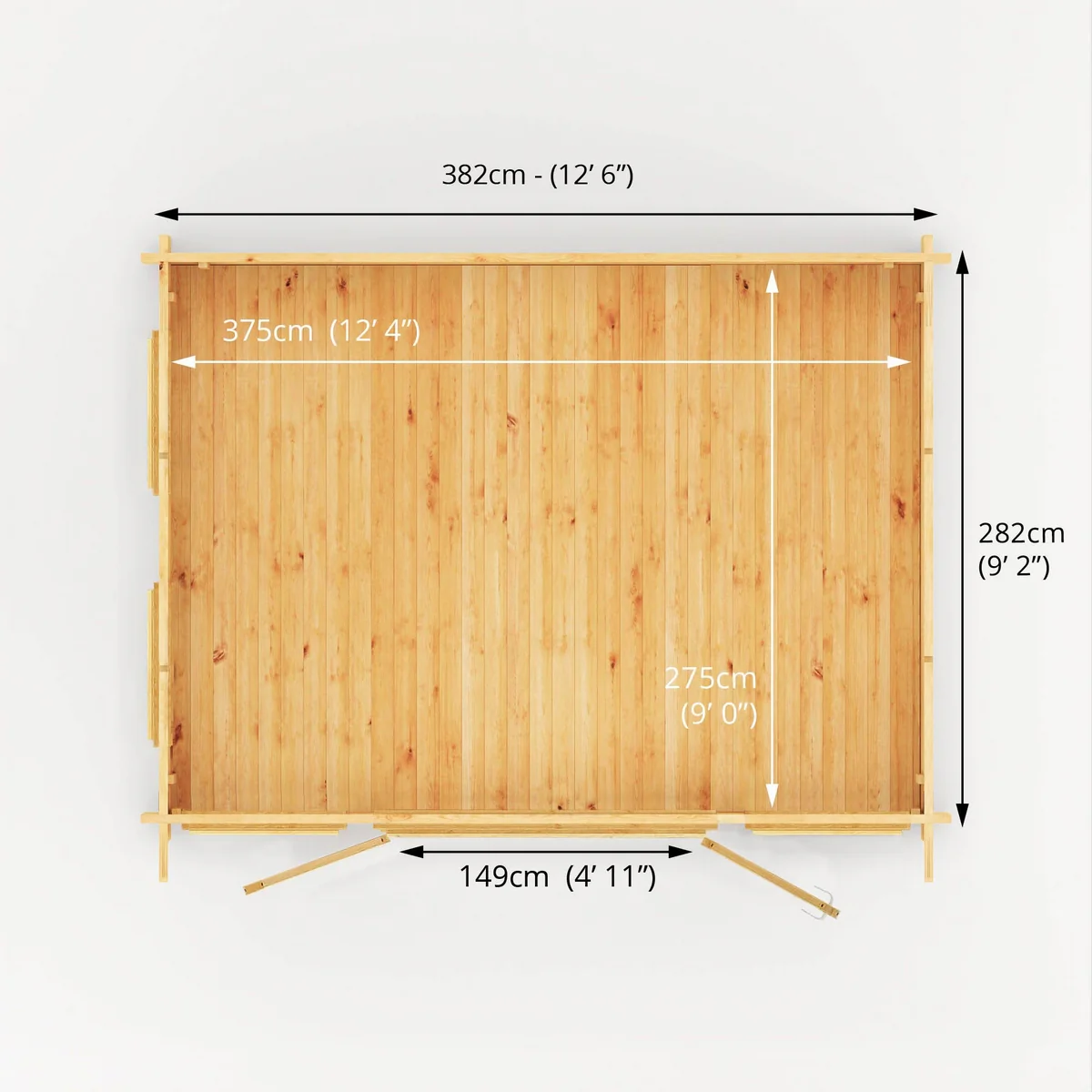 Mercia Studio 9' 3" x 12' 6" Pent Log Cabin - Premium 44mm Cladding Loglap - Image 9