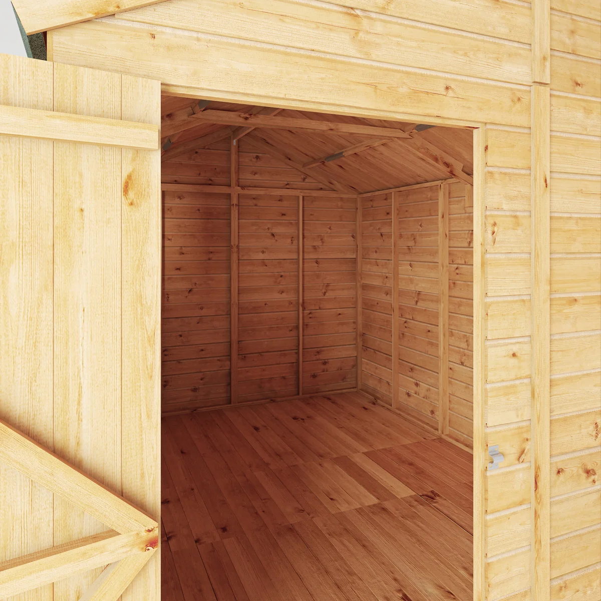 Mercia Woodsman 10' 1" x 8' 2" Apex Shed - Premium Dip Treated Shiplap - Glass Windows - Image 4