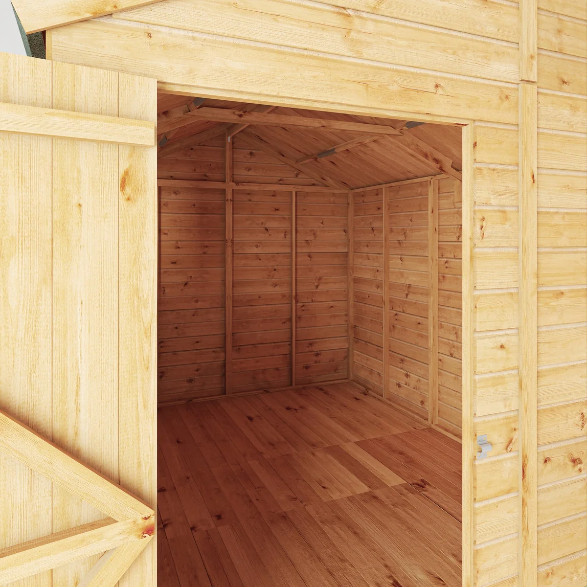 Mercia Woodsman 10' 1" x 8' 2" Apex Shed - Premium Dip Treated Shiplap - Styrene Windows - Image 5