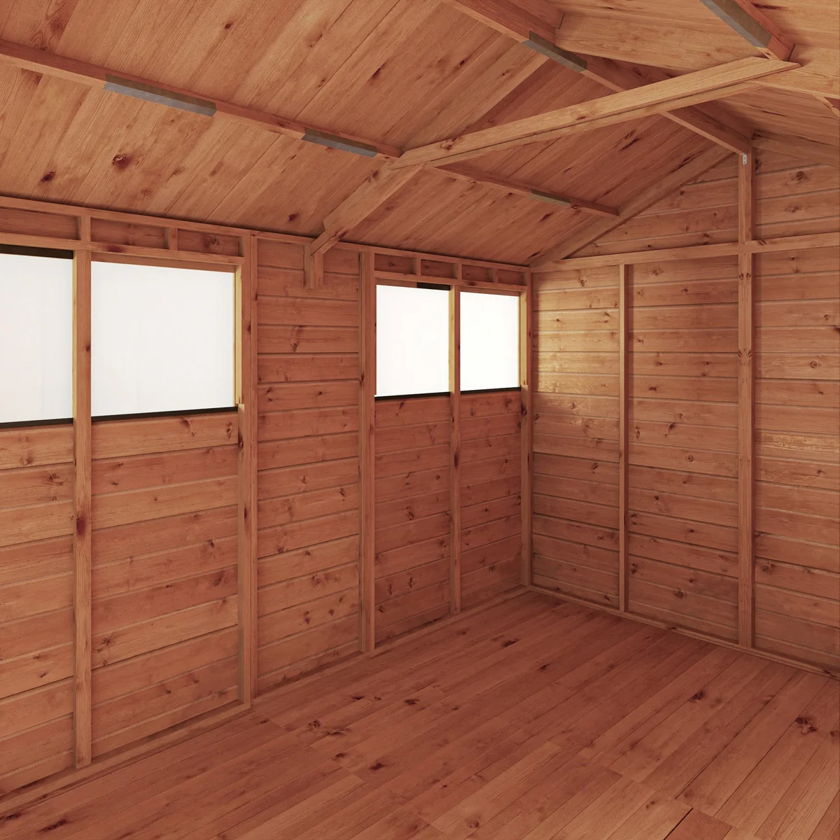 Mercia Woodsman 10' 1" x 8' 2" Apex Shed - Premium Dip Treated Shiplap - Styrene Windows - Image 6