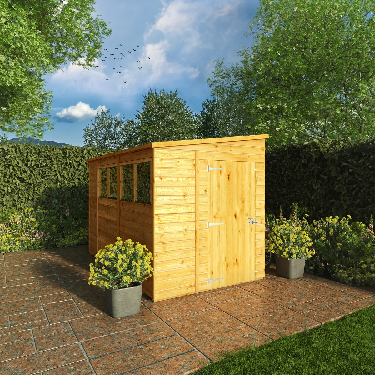 Mercia Woodsman 10' 3" x 6' 2" Pent Shed - Premium Dip Treated Shiplap - Glass Windows - Image 2