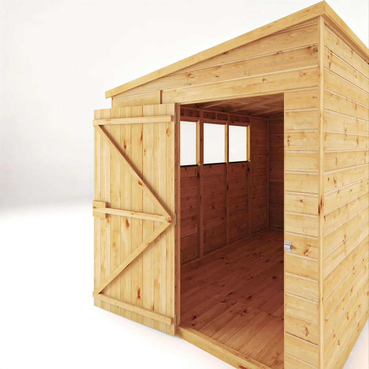 Mercia Woodsman 10' 3" x 6' 2" Pent Shed - Premium Dip Treated Shiplap - Glass Windows - Image 3