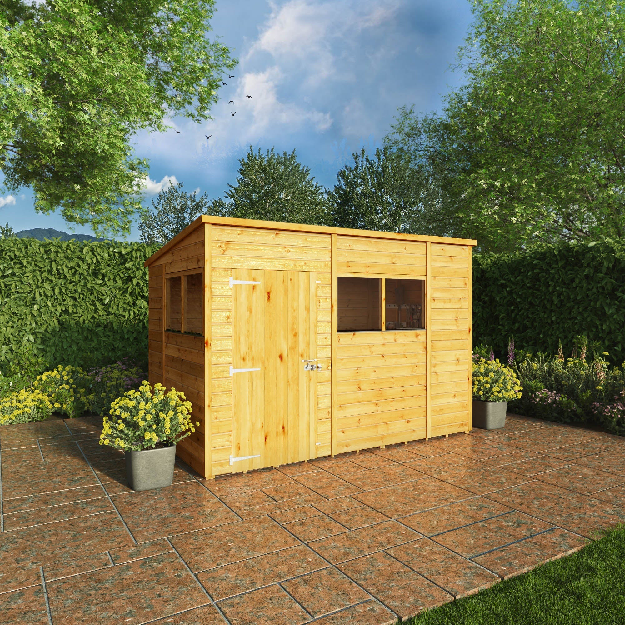 Mercia Woodsman 10' 3" x 6' 2" Pent Shed - Premium Dip Treated Shiplap - Styrene Windows - Image 2