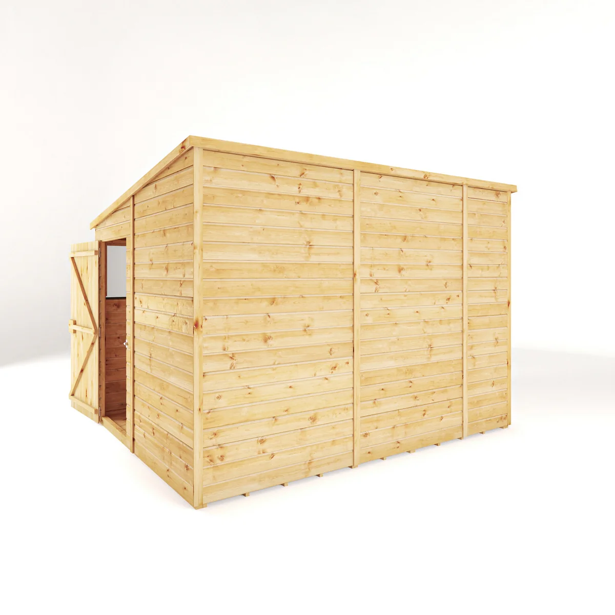 Mercia Woodsman 10' 3" x 8' 1" Pent Shed - Premium Dip Treated Shiplap - Glass Windows - Image 4