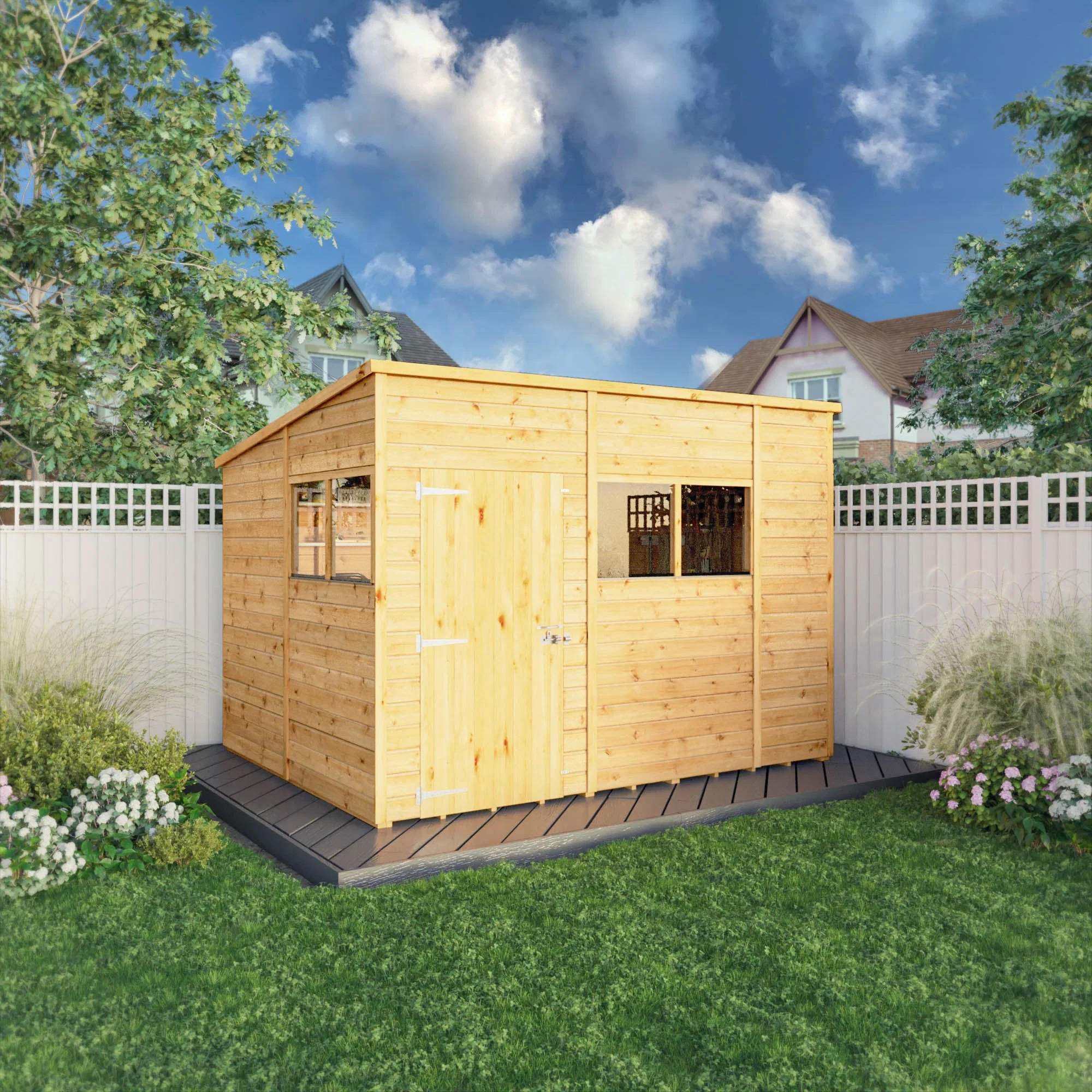 Mercia Woodsman 10' 3" x 8' Pent Shed - Premium Dip Treated Shiplap - Styrene Windows - Image 2