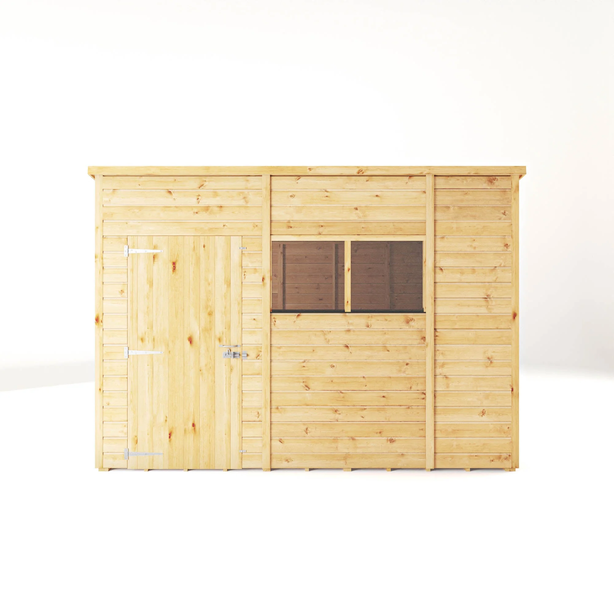 Mercia Woodsman 10' 3" x 8' Pent Shed - Premium Dip Treated Shiplap - Styrene Windows - Image 8