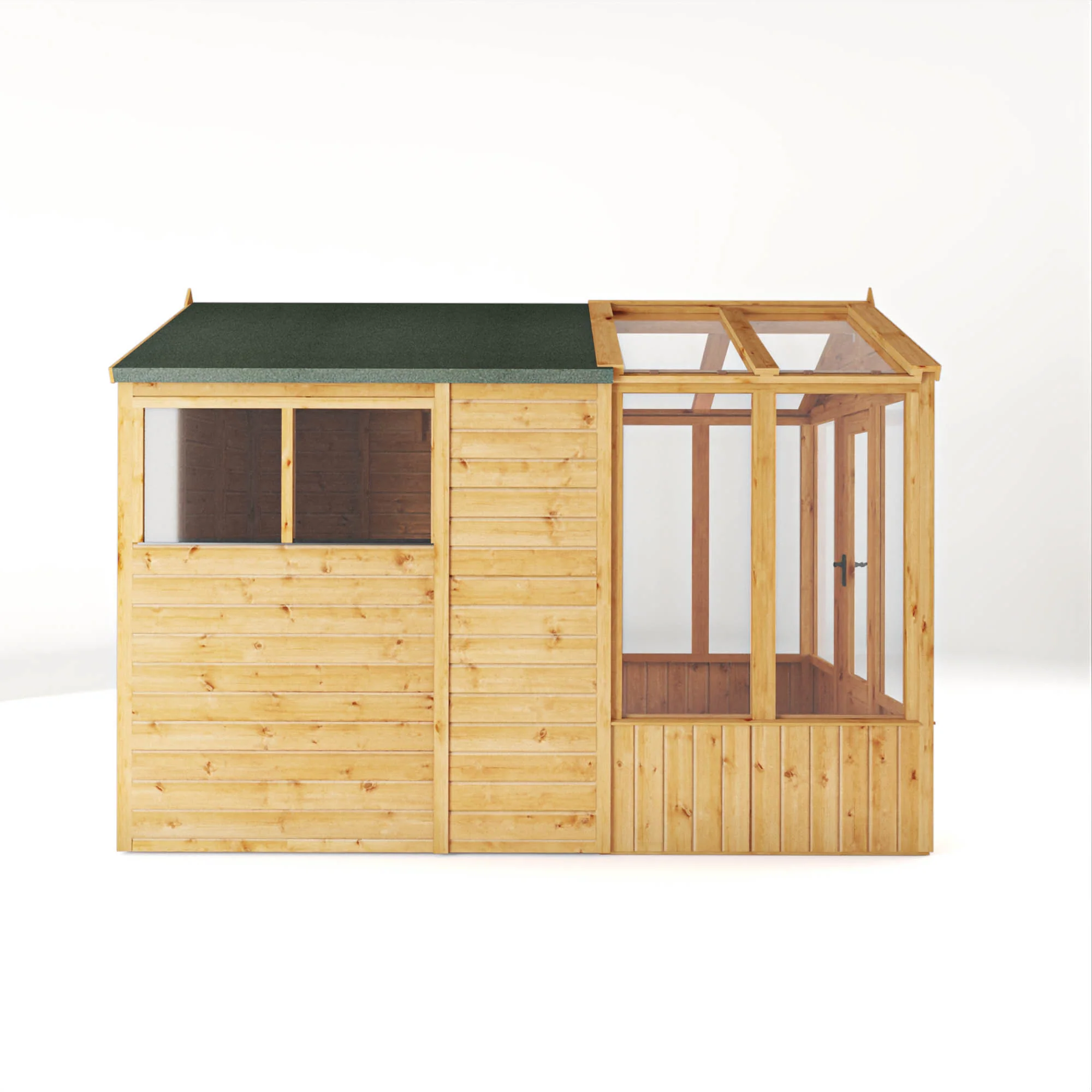 Mercia Woodsman 10' 4" x 6' 3" Apex Combi Greenhouse Shed - Premium Dip Treated Shiplap - Glass Windows - Image 11