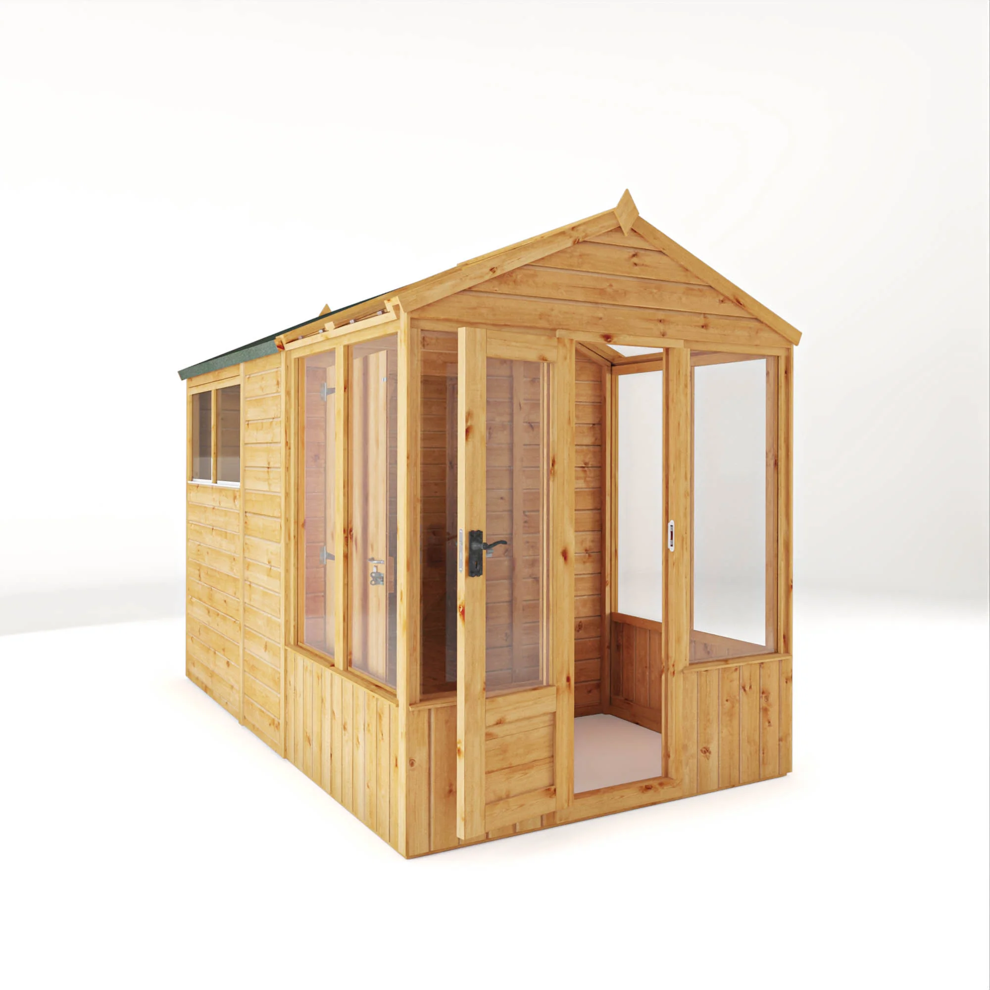 Mercia Woodsman 10' 4" x 6' 3" Apex Combi Greenhouse Shed - Premium Dip Treated Shiplap - Glass Windows - Image 13