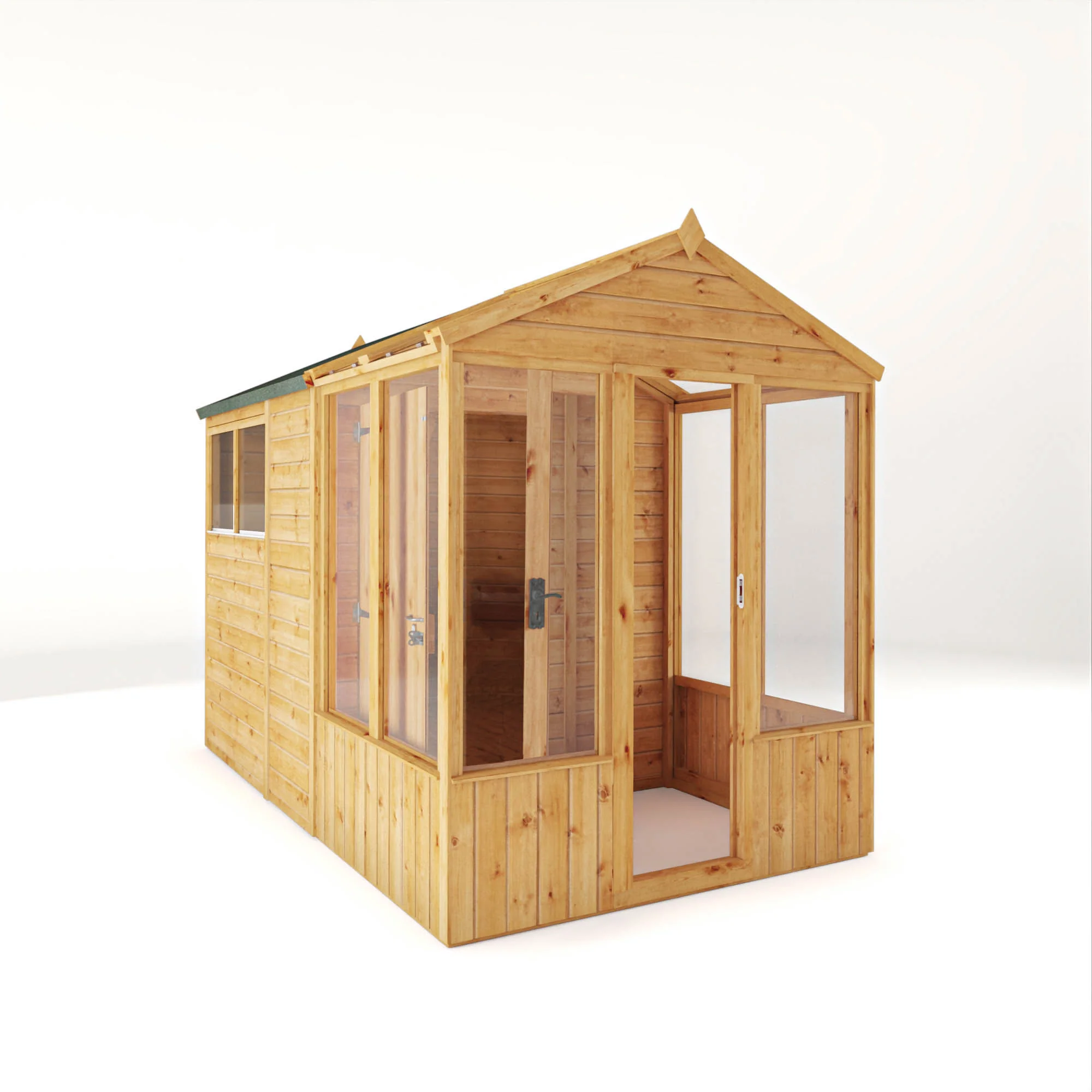 Mercia Woodsman 10' 4" x 6' 3" Apex Combi Greenhouse Shed - Premium Dip Treated Shiplap - Glass Windows - Image 14