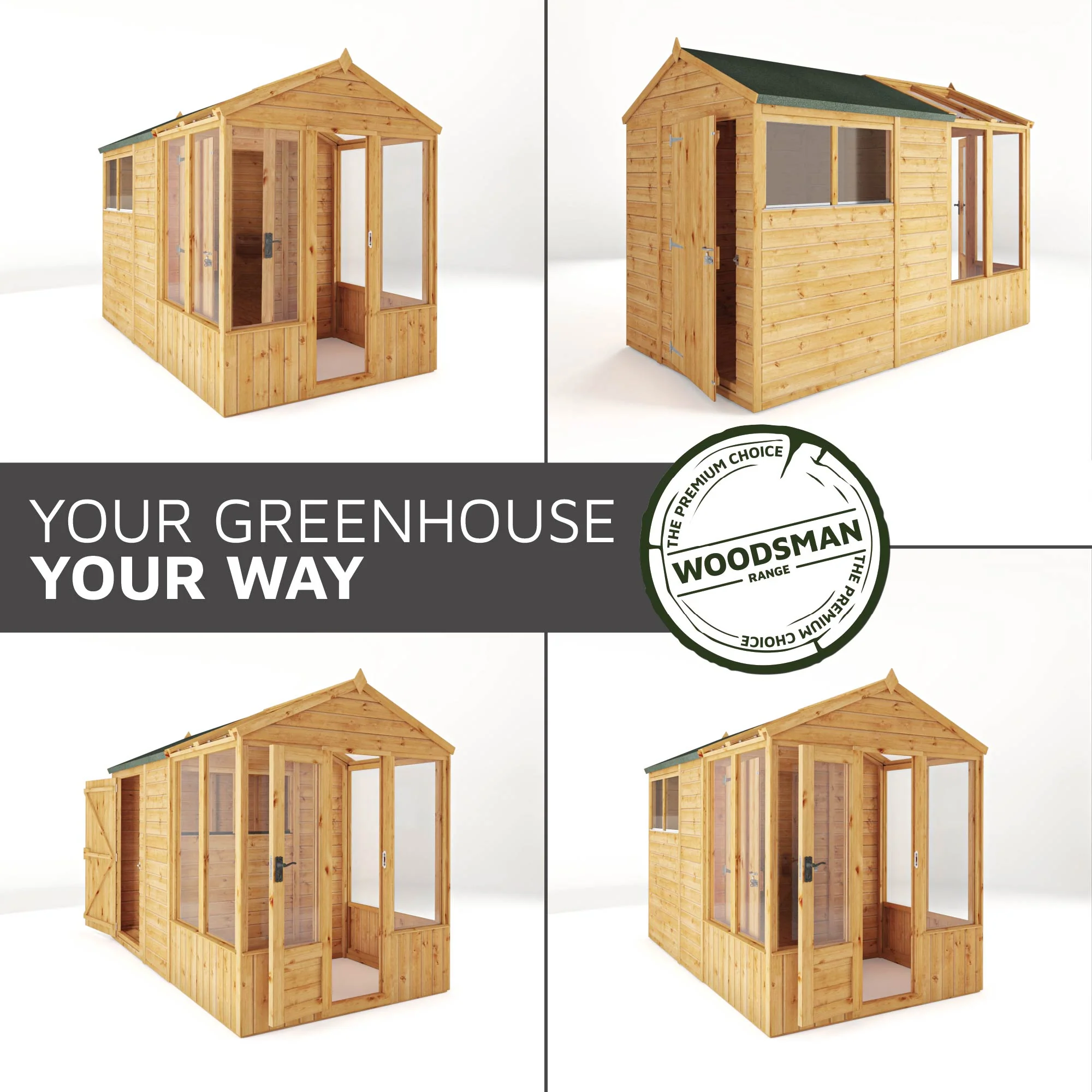 Mercia Woodsman 10' 4" x 6' 3" Apex Combi Greenhouse Shed - Premium Dip Treated Shiplap - Glass Windows - Image 4