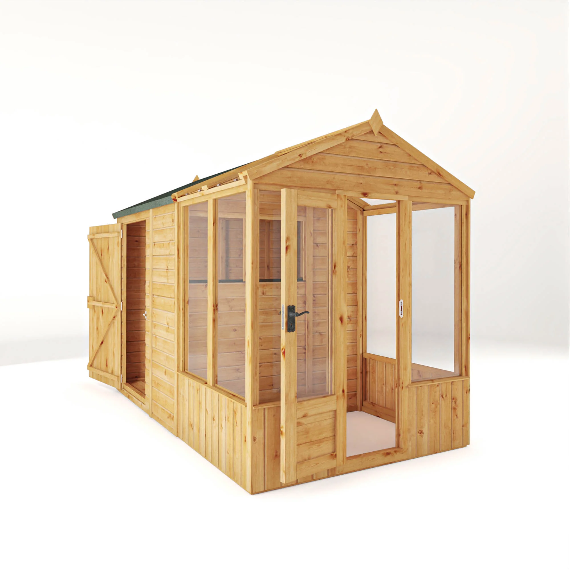Mercia Woodsman 10' 4" x 6' 3" Apex Combi Greenhouse Shed - Premium Dip Treated Shiplap - Glass Windows - Image 5