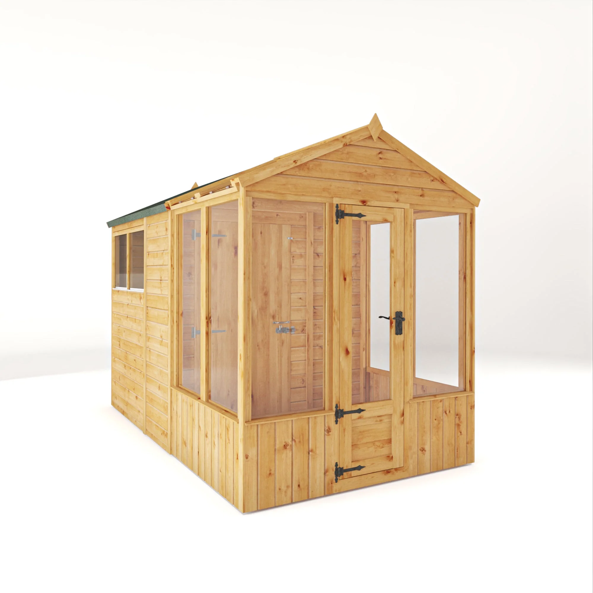 Mercia Woodsman 10' 4" x 6' 3" Apex Combi Greenhouse Shed - Premium Dip Treated Shiplap- Styrene Windows - Image 11