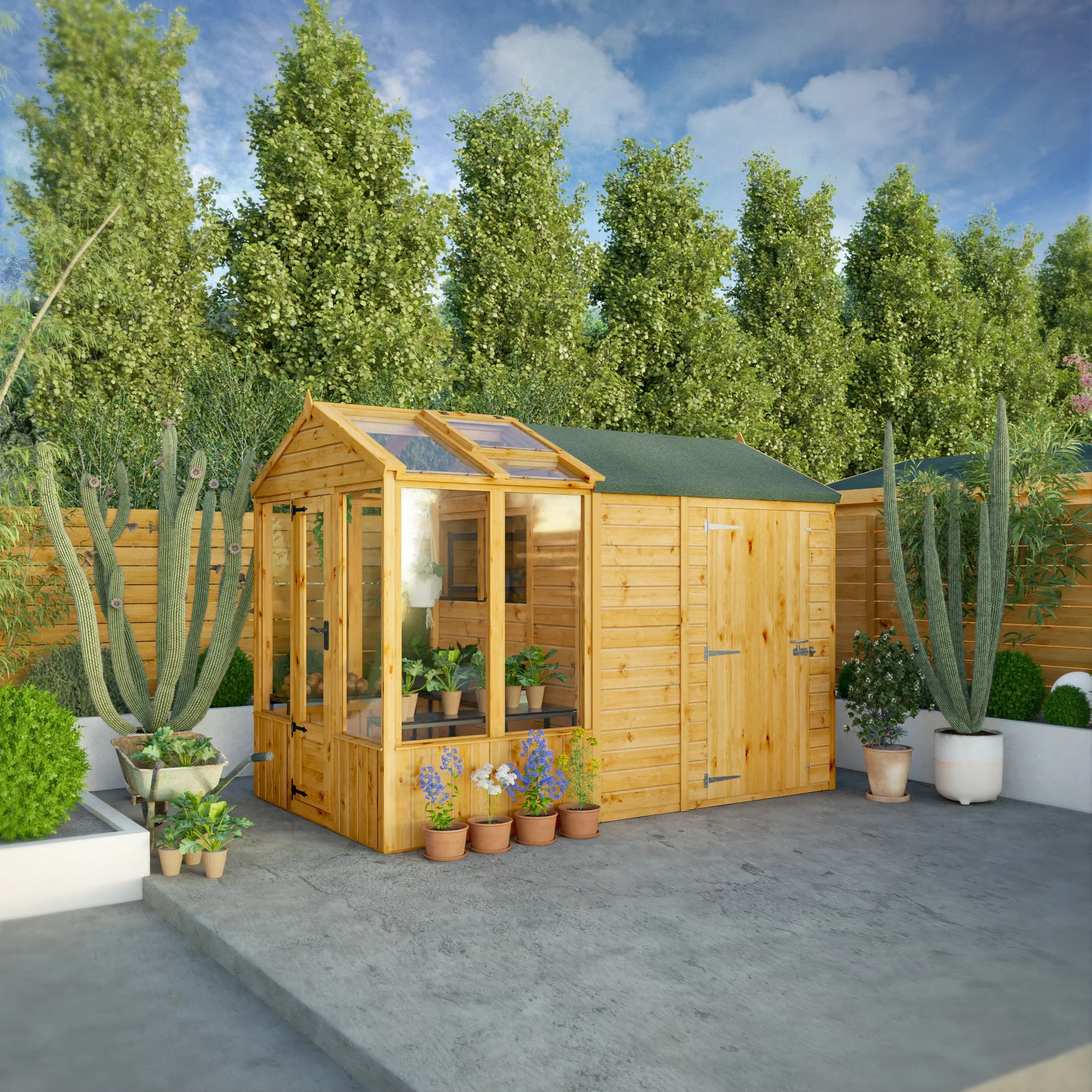 Mercia Woodsman 10' 4" x 6' 3" Apex Combi Greenhouse Shed - Premium Dip Treated Shiplap- Styrene Windows - Image 2