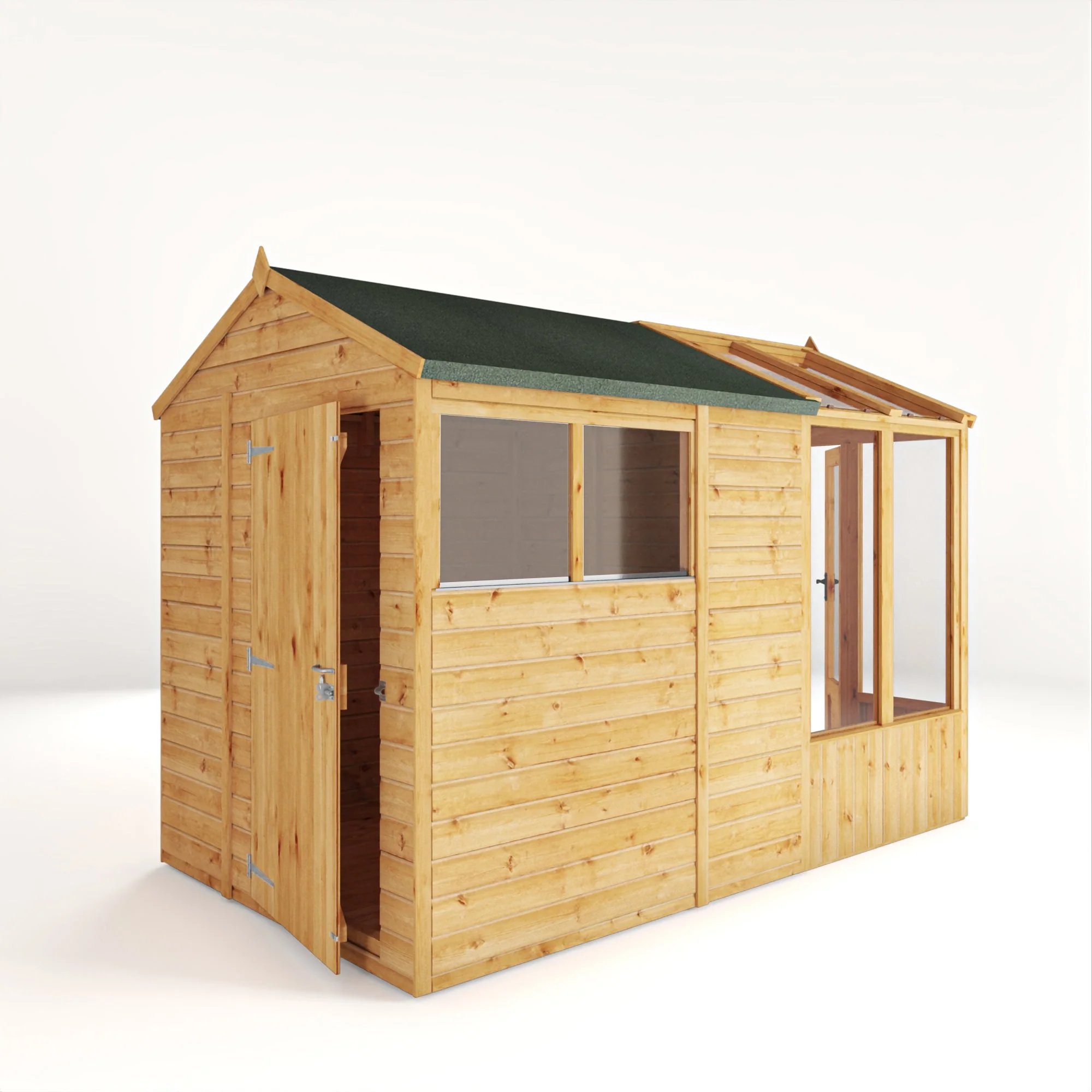 Mercia Woodsman 10' 4" x 6' 3" Apex Combi Greenhouse Shed - Premium Dip Treated Shiplap- Styrene Windows - Image 6
