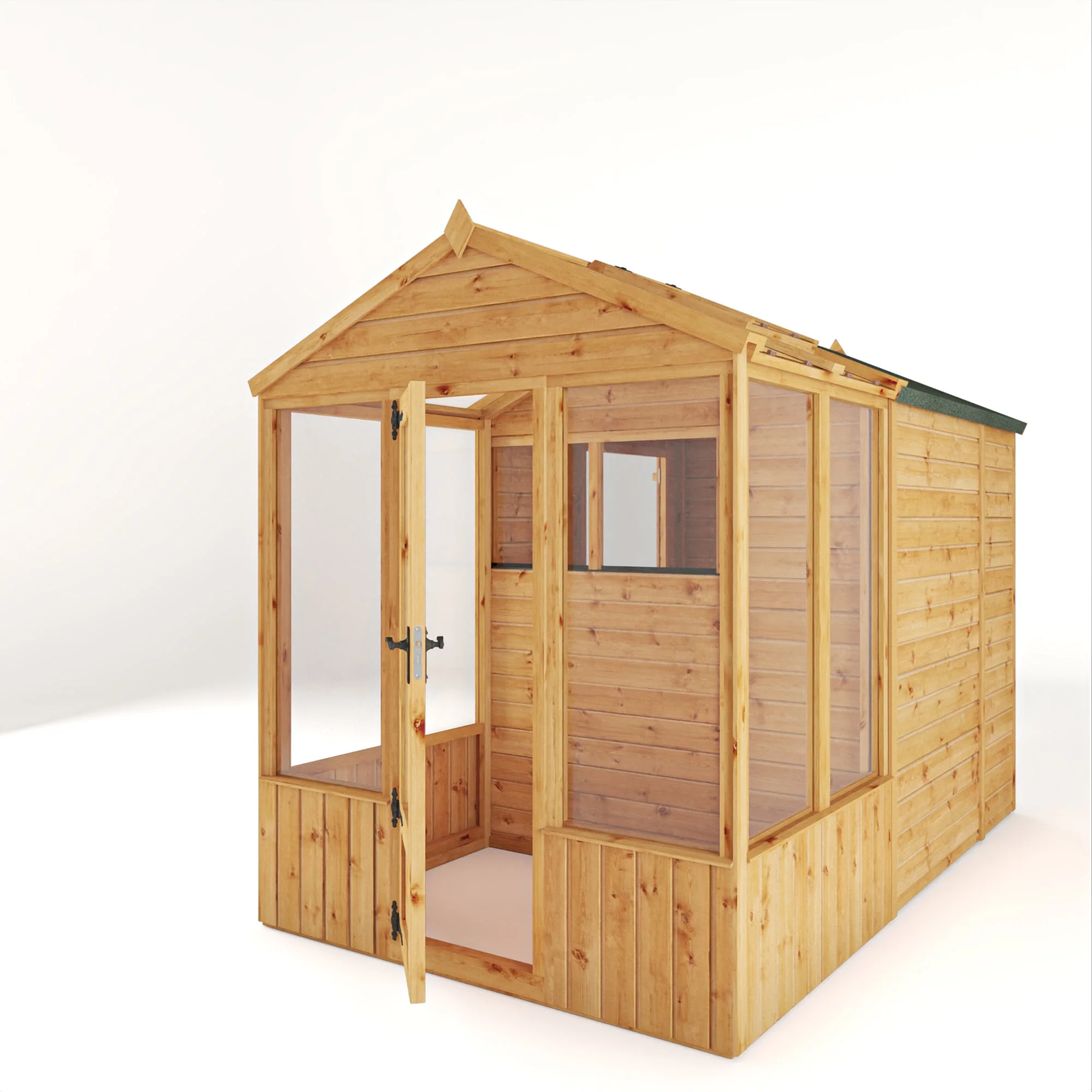 Mercia Woodsman 10' 4" x 6' 3" Apex Combi Greenhouse Shed - Premium Dip Treated Shiplap- Styrene Windows - Image 7