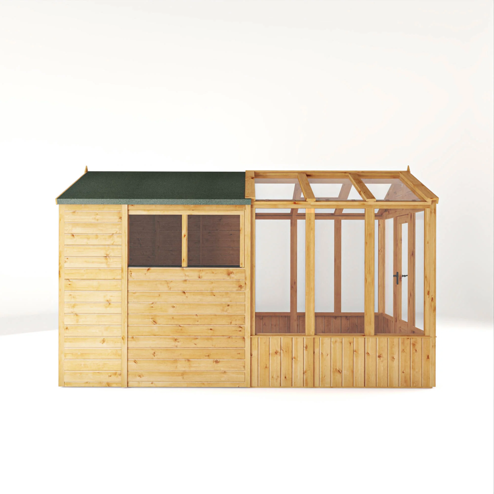 Mercia Woodsman 12' 3" x 6' 3" Apex Combi Greenhouse Shed - Premium Dip Treated Shiplap- Glass Windows - Image 11