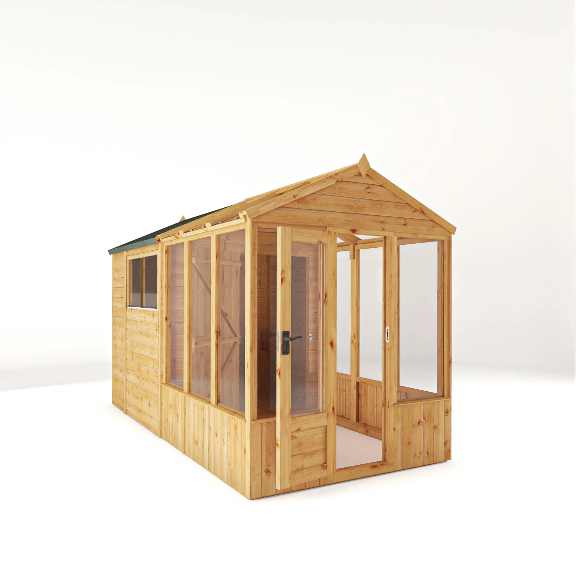 Mercia Woodsman 12' 3" x 6' 3" Apex Combi Greenhouse Shed - Premium Dip Treated Shiplap- Glass Windows - Image 13