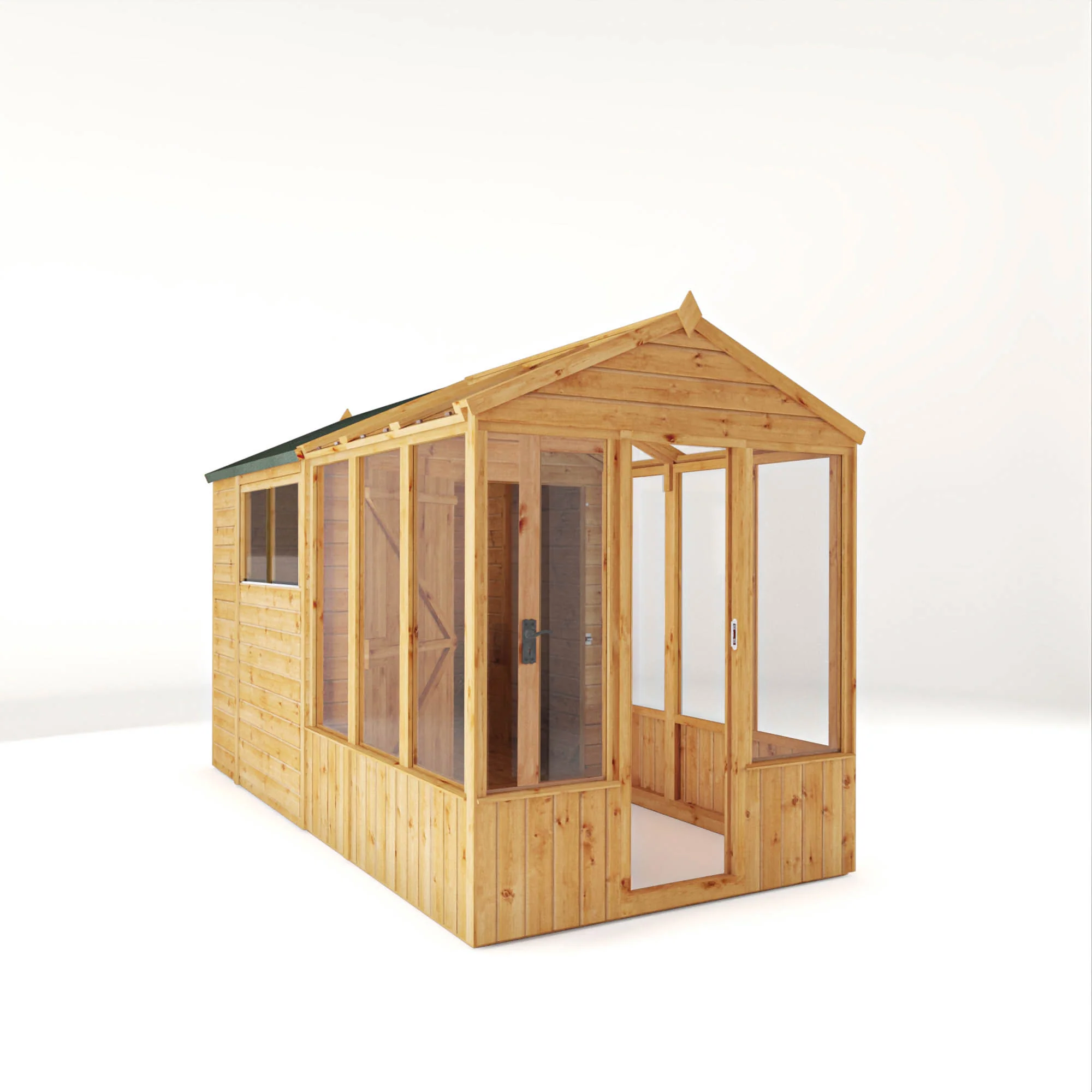 Mercia Woodsman 12' 3" x 6' 3" Apex Combi Greenhouse Shed - Premium Dip Treated Shiplap- Glass Windows - Image 14