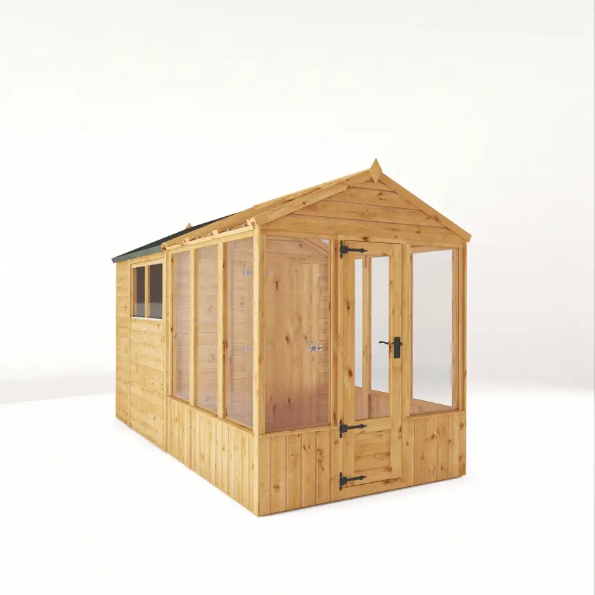Mercia Woodsman 12' 3" x 6' 3" Apex Combi Greenhouse Shed - Premium Dip Treated Shiplap- Glass Windows - Image 20