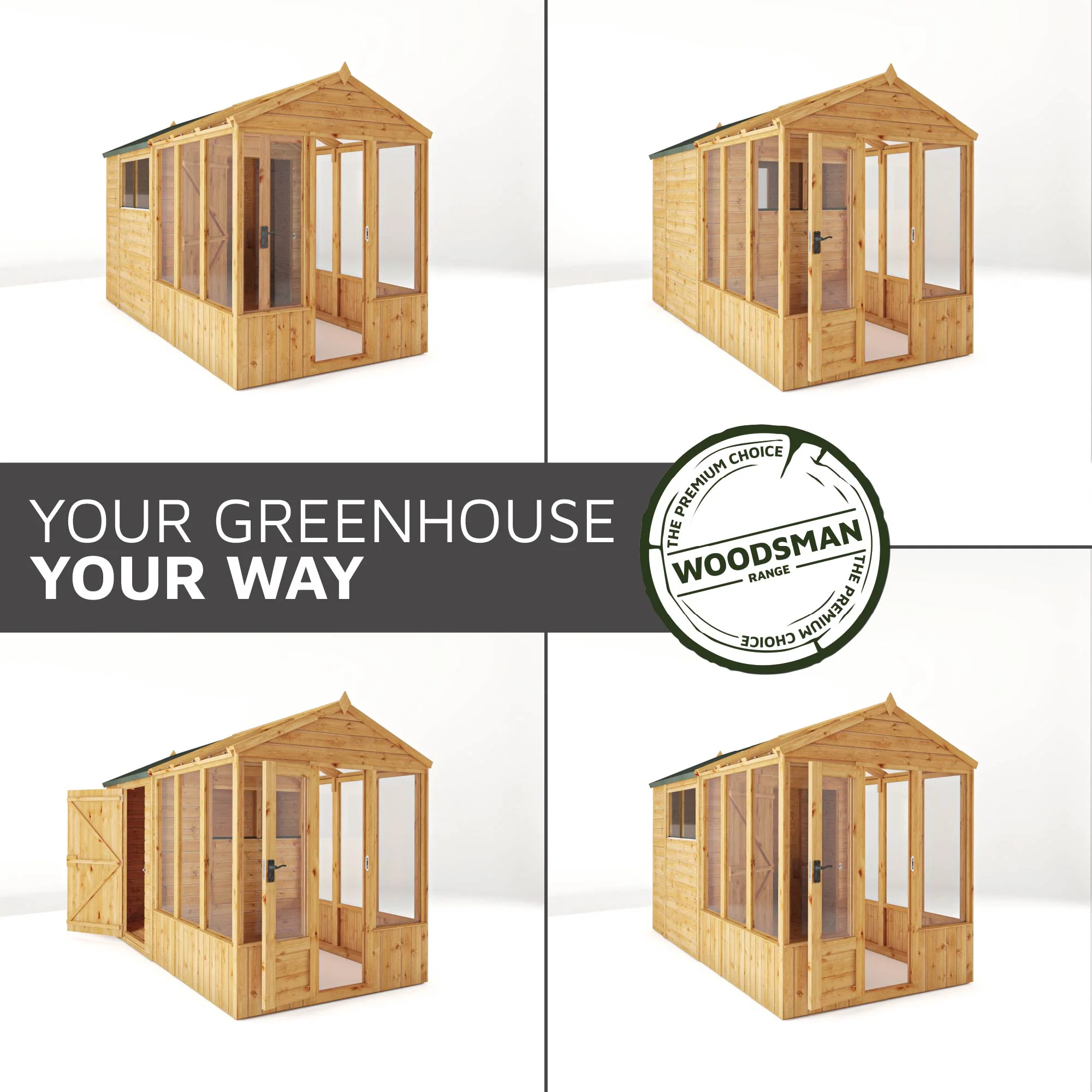 Mercia Woodsman 12' 3" x 6' 3" Apex Combi Greenhouse Shed - Premium Dip Treated Shiplap- Glass Windows - Image 4