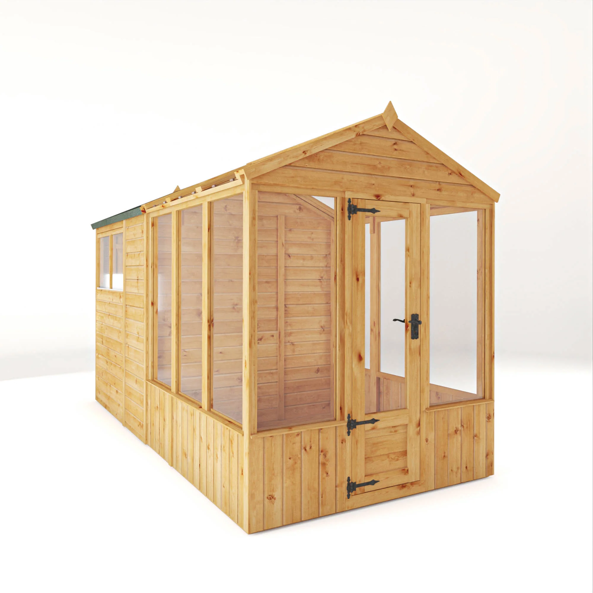 Mercia Woodsman 12' 3" x 6' 3" Apex Combi Greenhouse Shed - Premium Dip Treated Shiplap- Glass Windows - Image 9