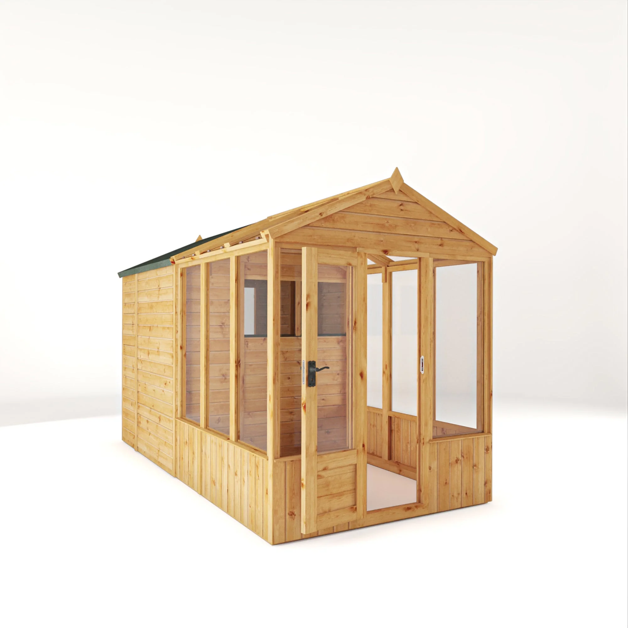 Mercia Woodsman 12' 3" x 6' 3" Apex Combi Greenhouse Shed - Premium Dip Treated Shiplap- Styrene Windows - Image 11