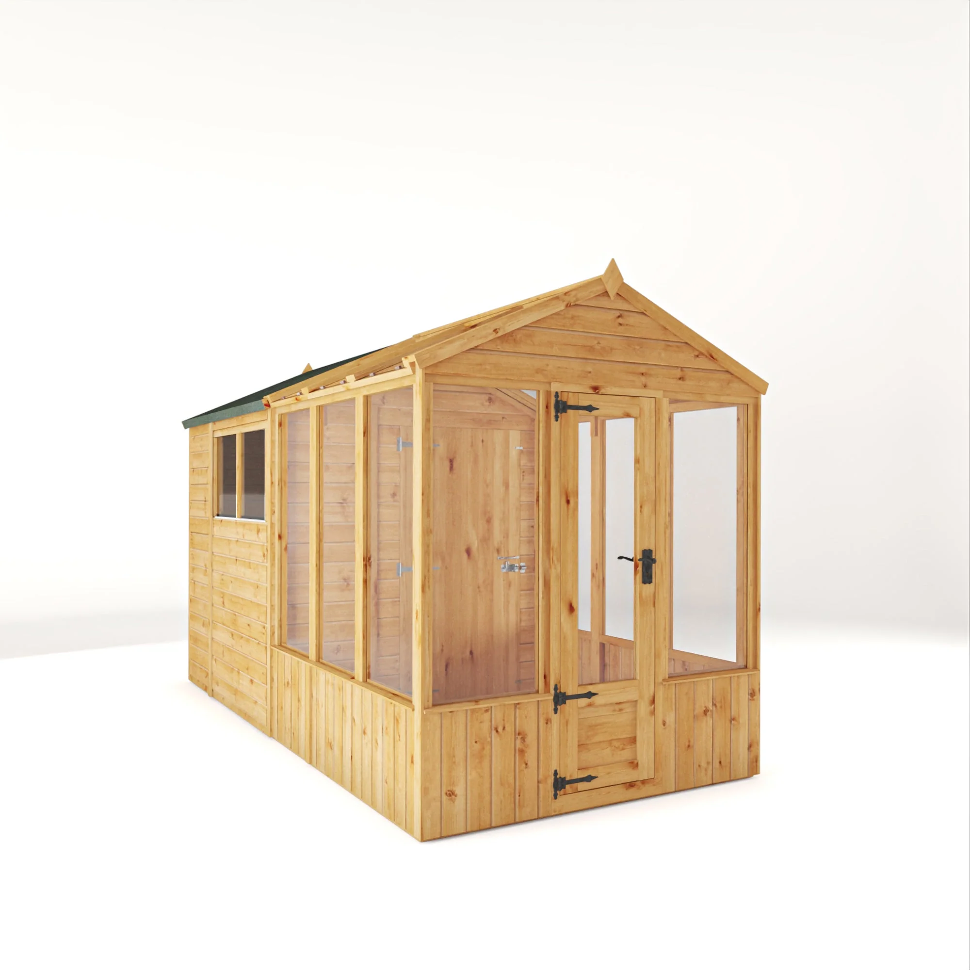 Mercia Woodsman 12' 3" x 6' 3" Apex Combi Greenhouse Shed - Premium Dip Treated Shiplap- Styrene Windows - Image 4