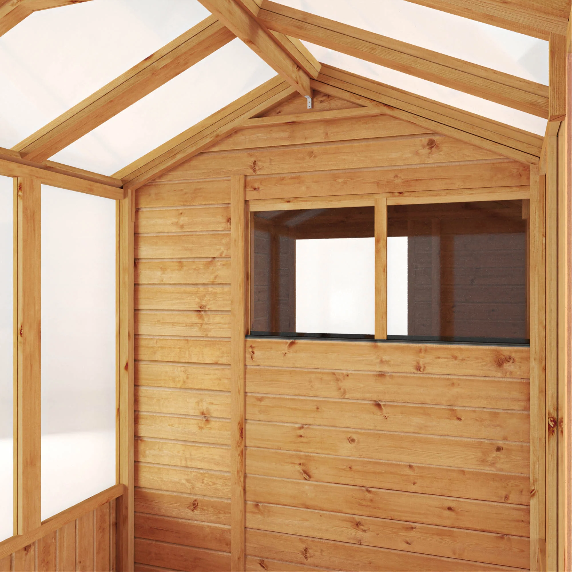 Mercia Woodsman 14' 2" x 6' 3" Apex Combi Greenhouse Shed - Premium Dip Treated Shiplap- Glass Windows - Image 6