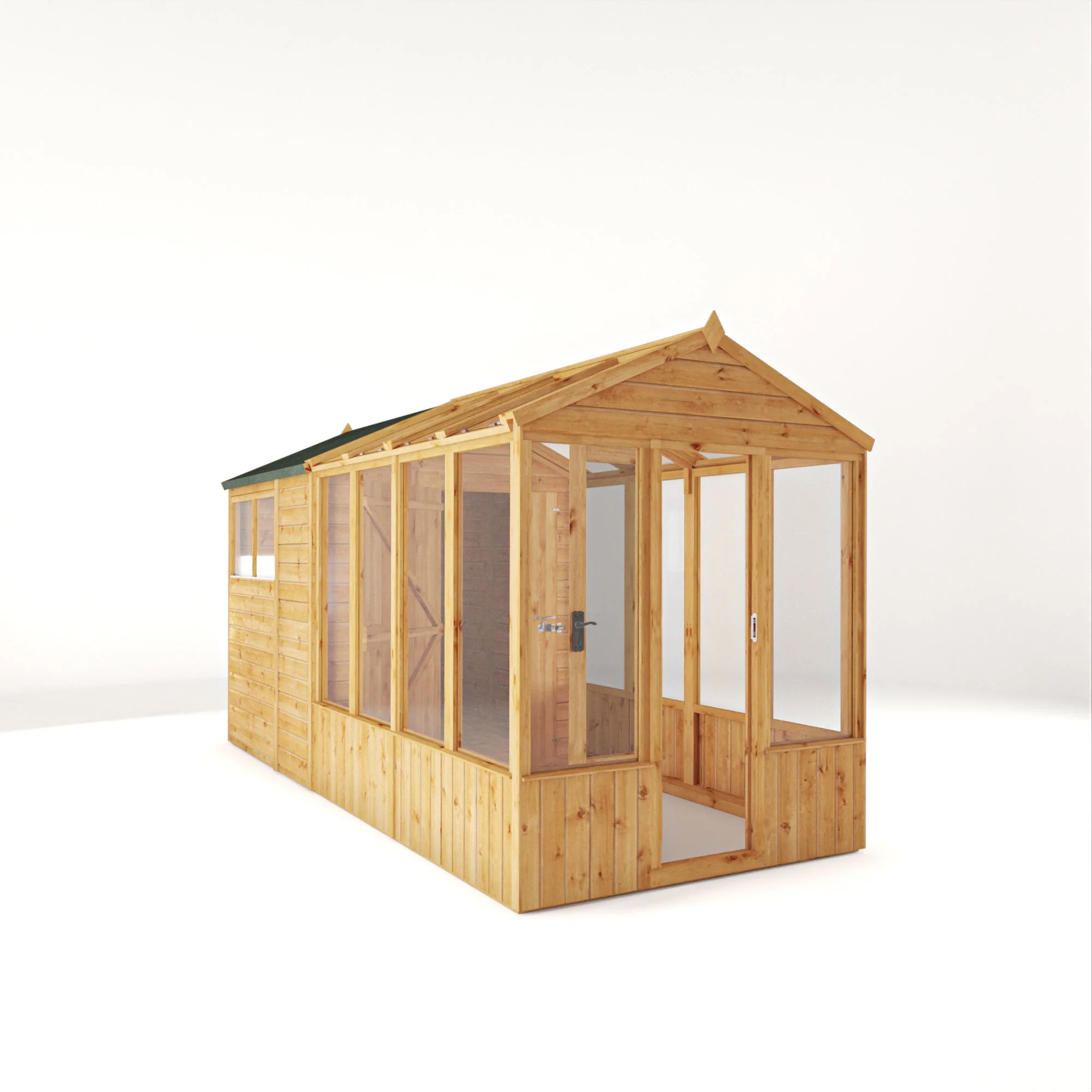 Mercia Woodsman 14' 2" x 6' 3" Apex Combi Greenhouse Shed - Premium Dip Treated Shiplap- Styrene Windows - Image 10
