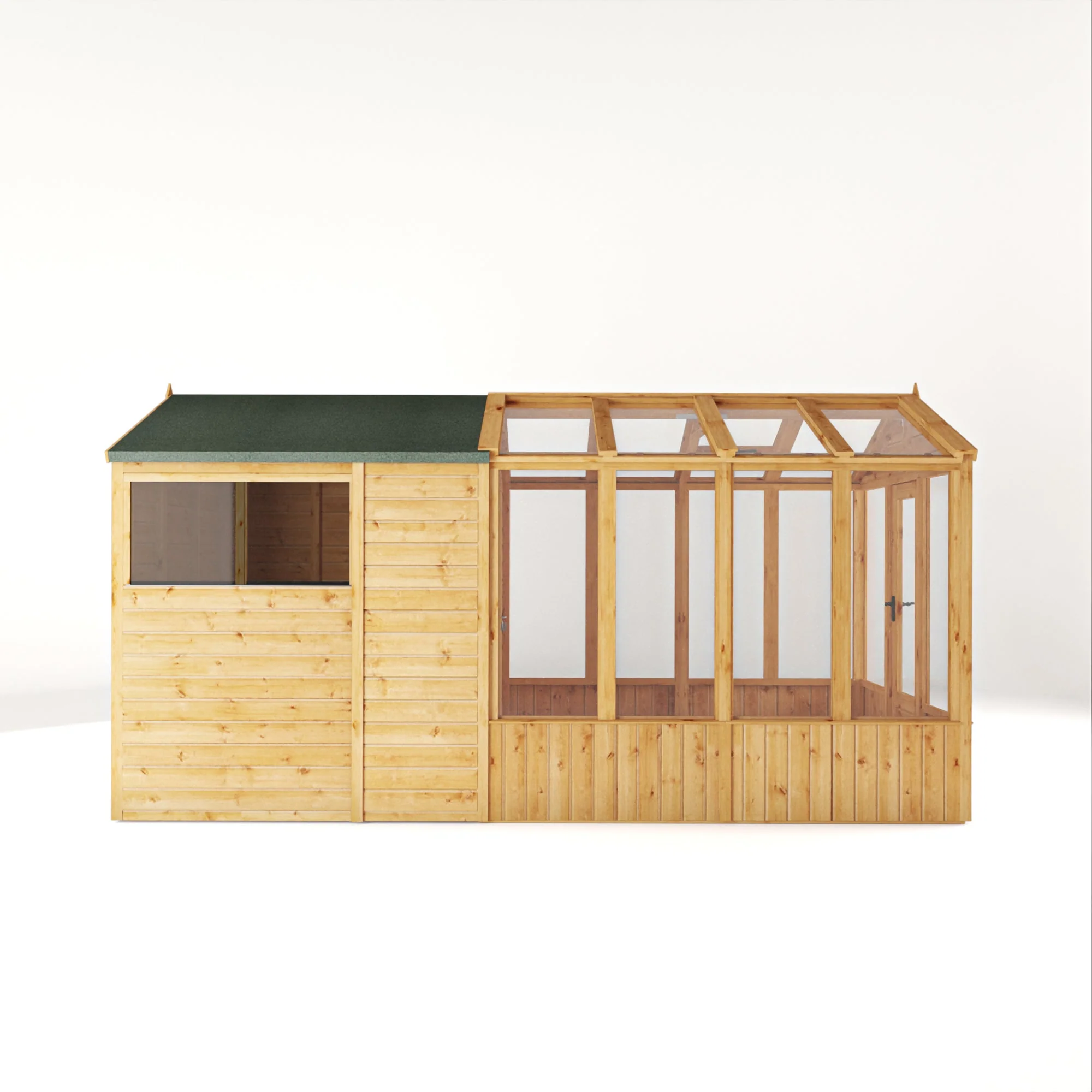 Mercia Woodsman 14' 2" x 6' 3" Apex Combi Greenhouse Shed - Premium Dip Treated Shiplap- Styrene Windows - Image 4