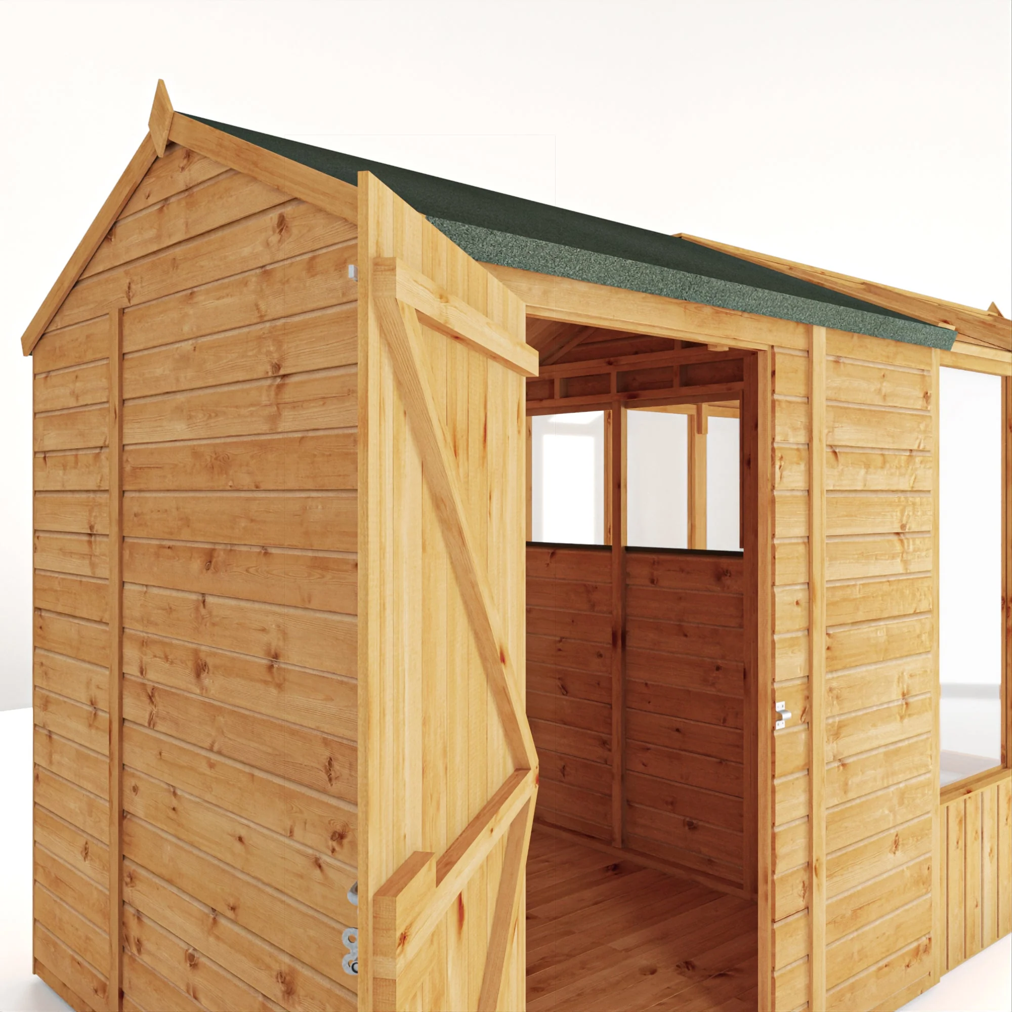Mercia Woodsman 14' 2" x 6' 3" Apex Combi Greenhouse Shed - Premium Dip Treated Shiplap- Styrene Windows - Image 7