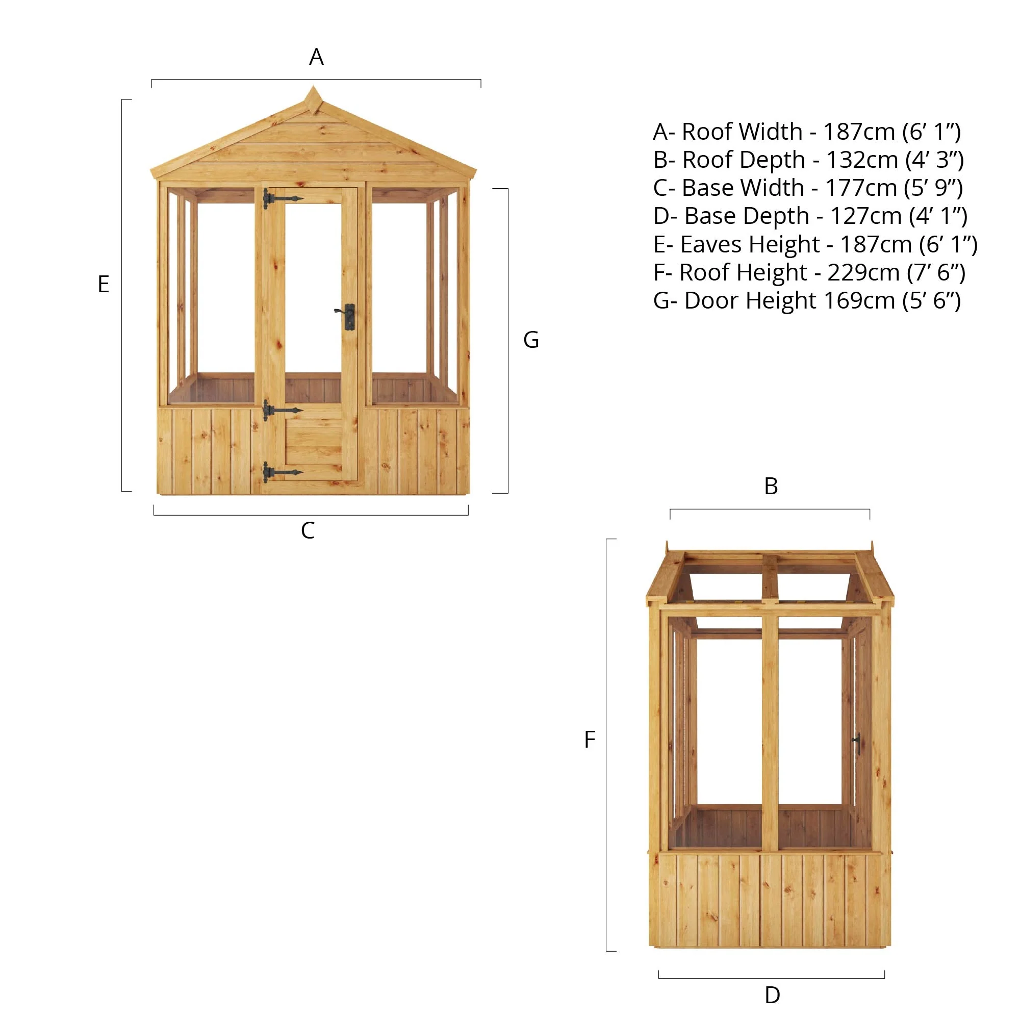 Mercia Woodsman 4' 3" x 6' 1" Apex Greenhouse - Premium Dip Treated Shiplap- Glass Windows - Image 12