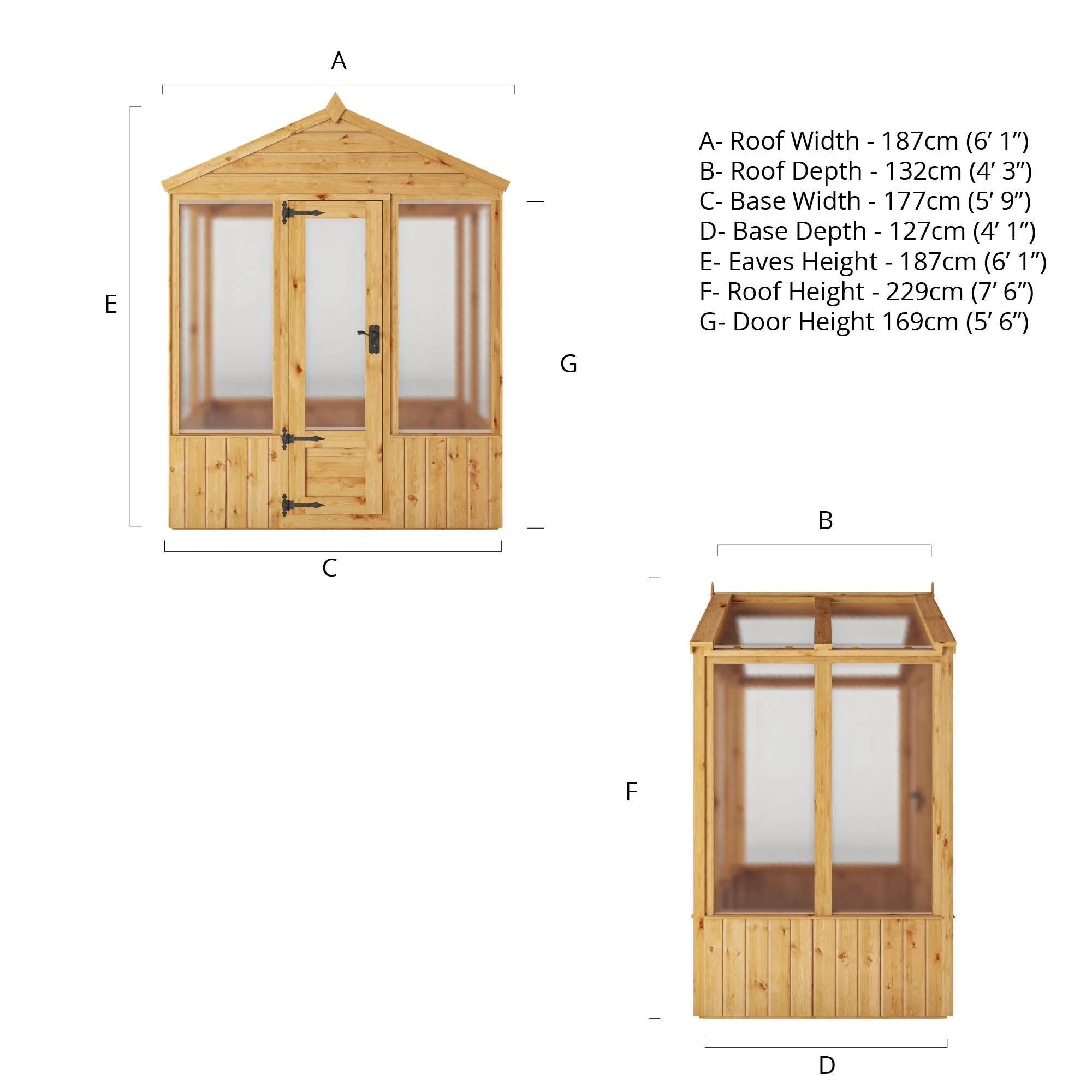 Mercia Woodsman 4' 3" x 6' 1" Apex Greenhouse - Premium Dip Treated Shiplap- Polycarbonate Windows - Image 13