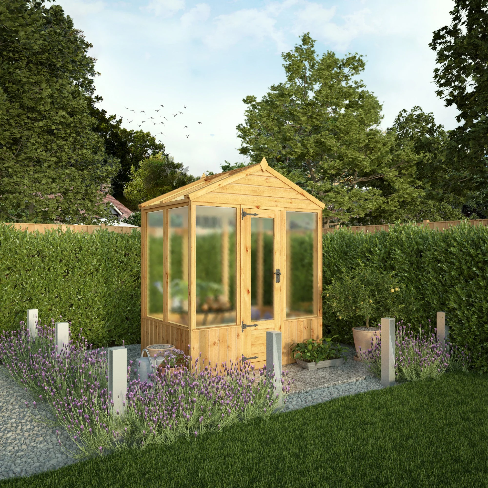 Mercia Woodsman 4' 3" x 6' 1" Apex Greenhouse - Premium Dip Treated Shiplap- Polycarbonate Windows - Image 2