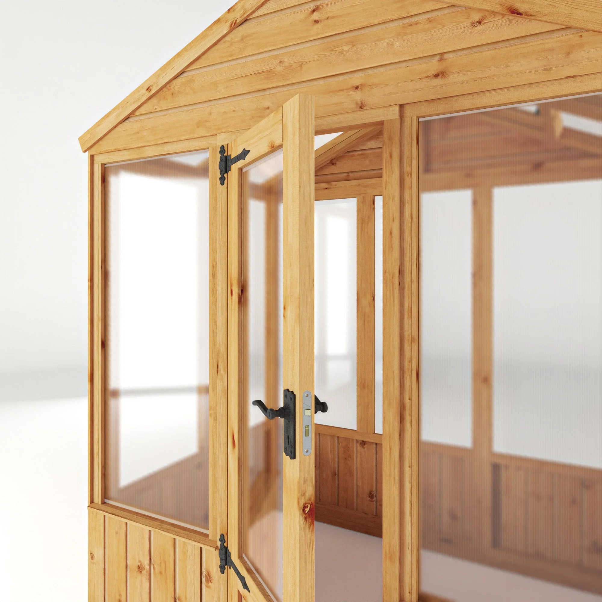 Mercia Woodsman 4' 3" x 6' 1" Apex Greenhouse - Premium Dip Treated Shiplap- Polycarbonate Windows - Image 5