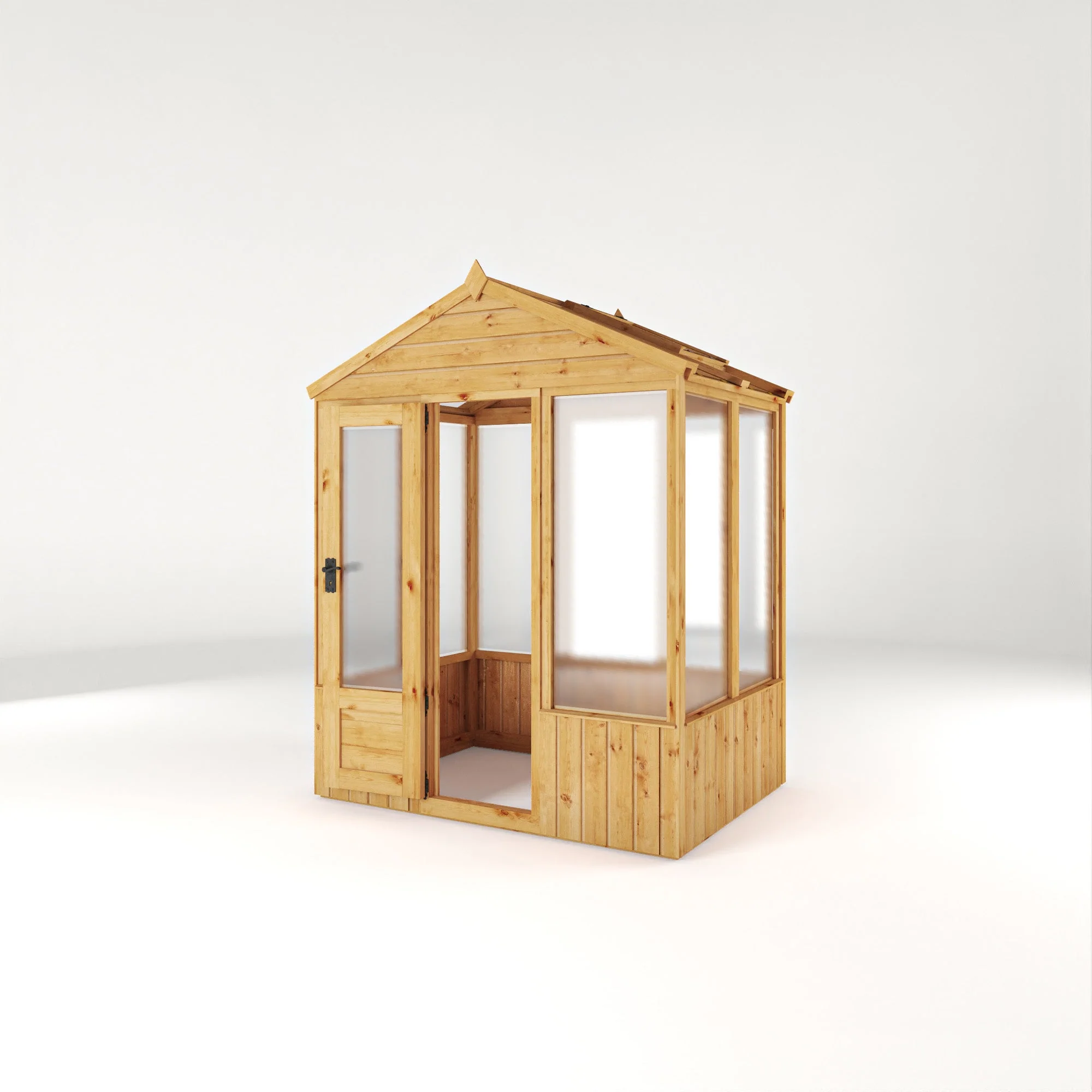 Mercia Woodsman 4' 3" x 6' 1" Apex Greenhouse - Premium Dip Treated Shiplap- Polycarbonate Windows - Image 8