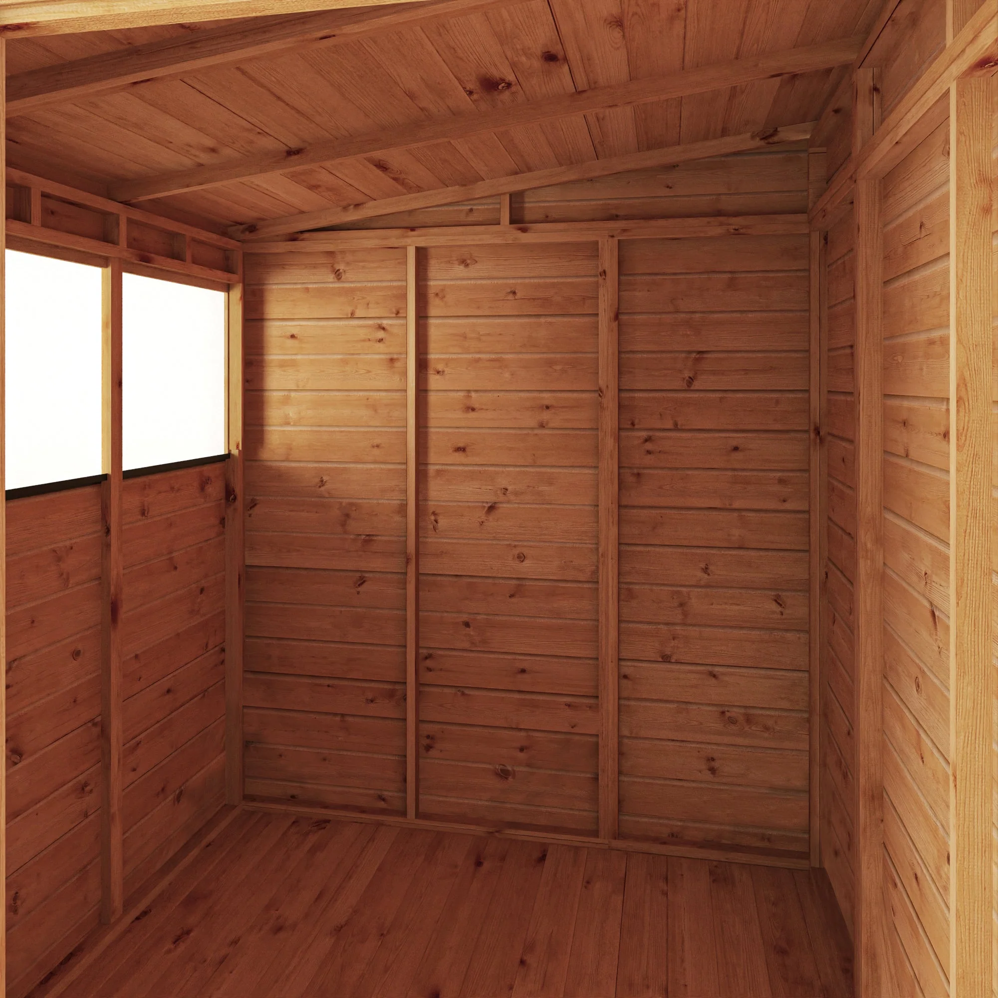 Mercia Woodsman 5' 11" x 5' 10" Pent Shed - Premium Dip Treated Shiplap - Styrene Windows - Image 5