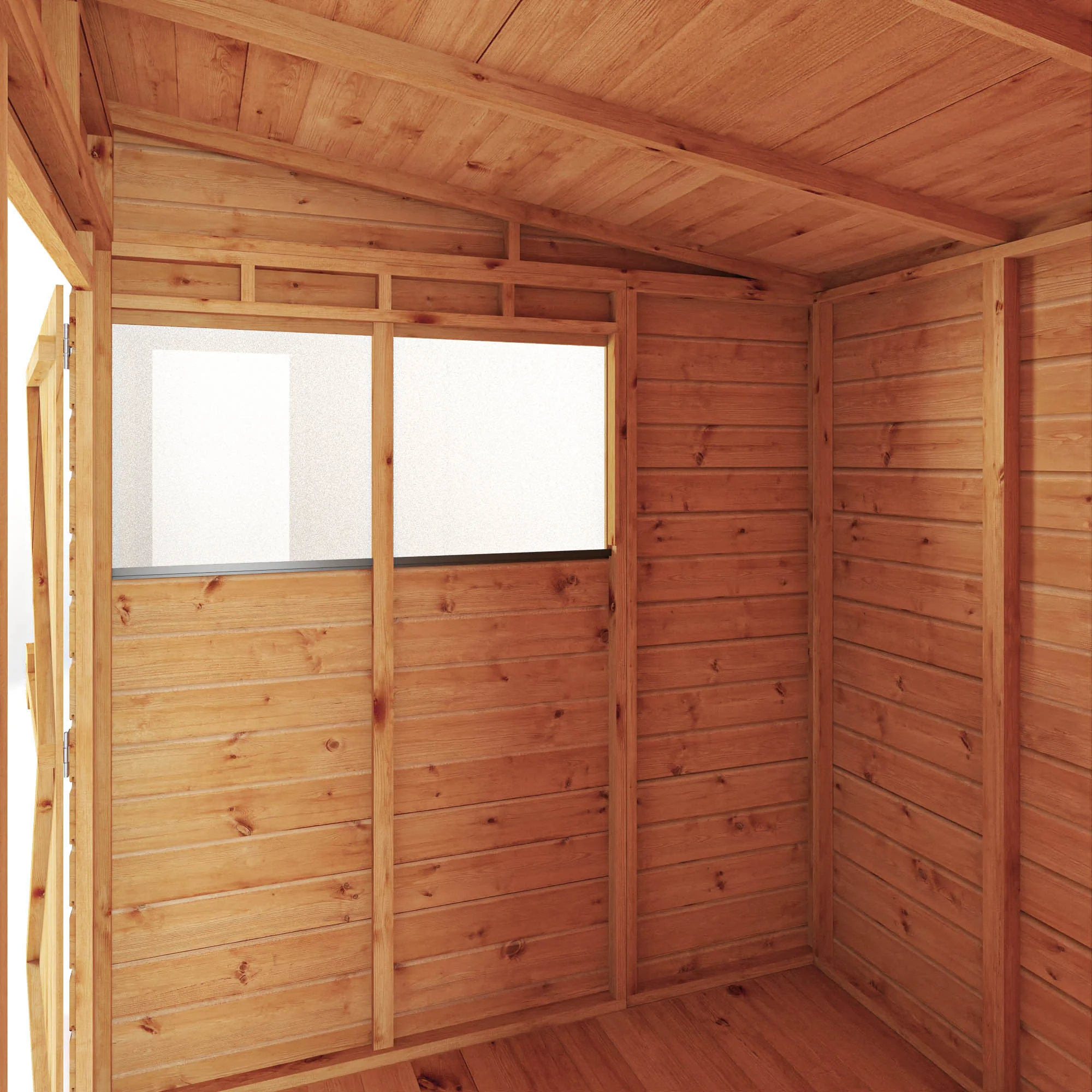 Mercia Woodsman 5' 11" x 5' 10" Pent Shed - Premium Dip Treated Shiplap - Styrene Windows - Image 7