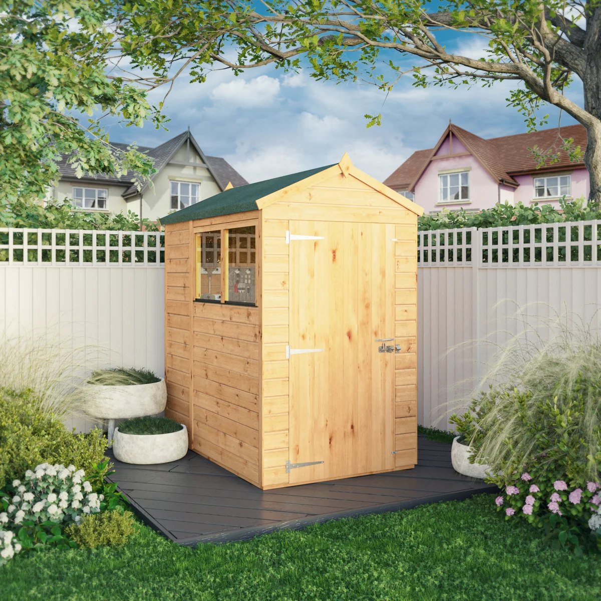 Mercia Woodsman 6' 3" x 4' 3" Apex Shed - Premium Dip Treated Shiplap - Glass Windows - Image 2