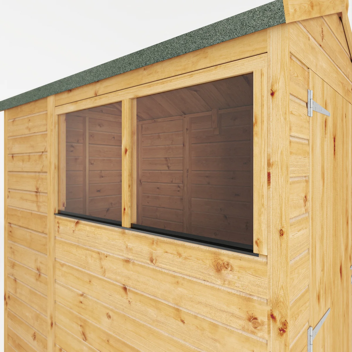 Mercia Woodsman 6' 3" x 4' 3" Apex Shed - Premium Dip Treated Shiplap - Glass Windows - Image 3