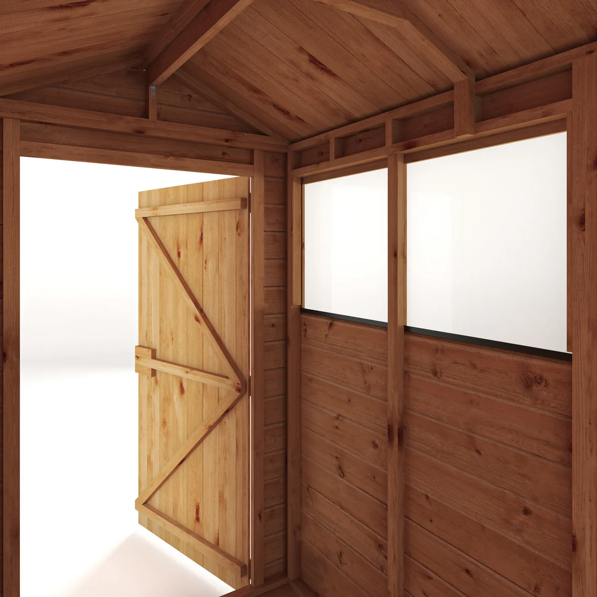 Mercia Woodsman 6' 3" x 4' 3" Apex Shed - Premium Dip Treated Shiplap - Glass Windows - Image 6