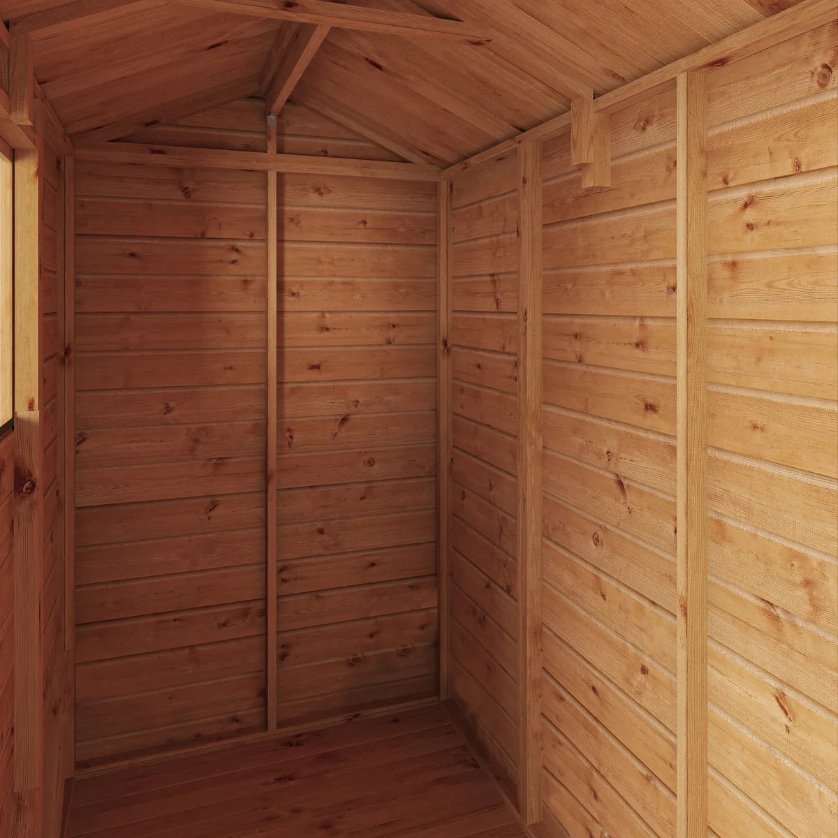 Mercia Woodsman 6' 3" x 4' 3" Apex Shed - Premium Dip Treated Shiplap - Styrene Windows - Image 5