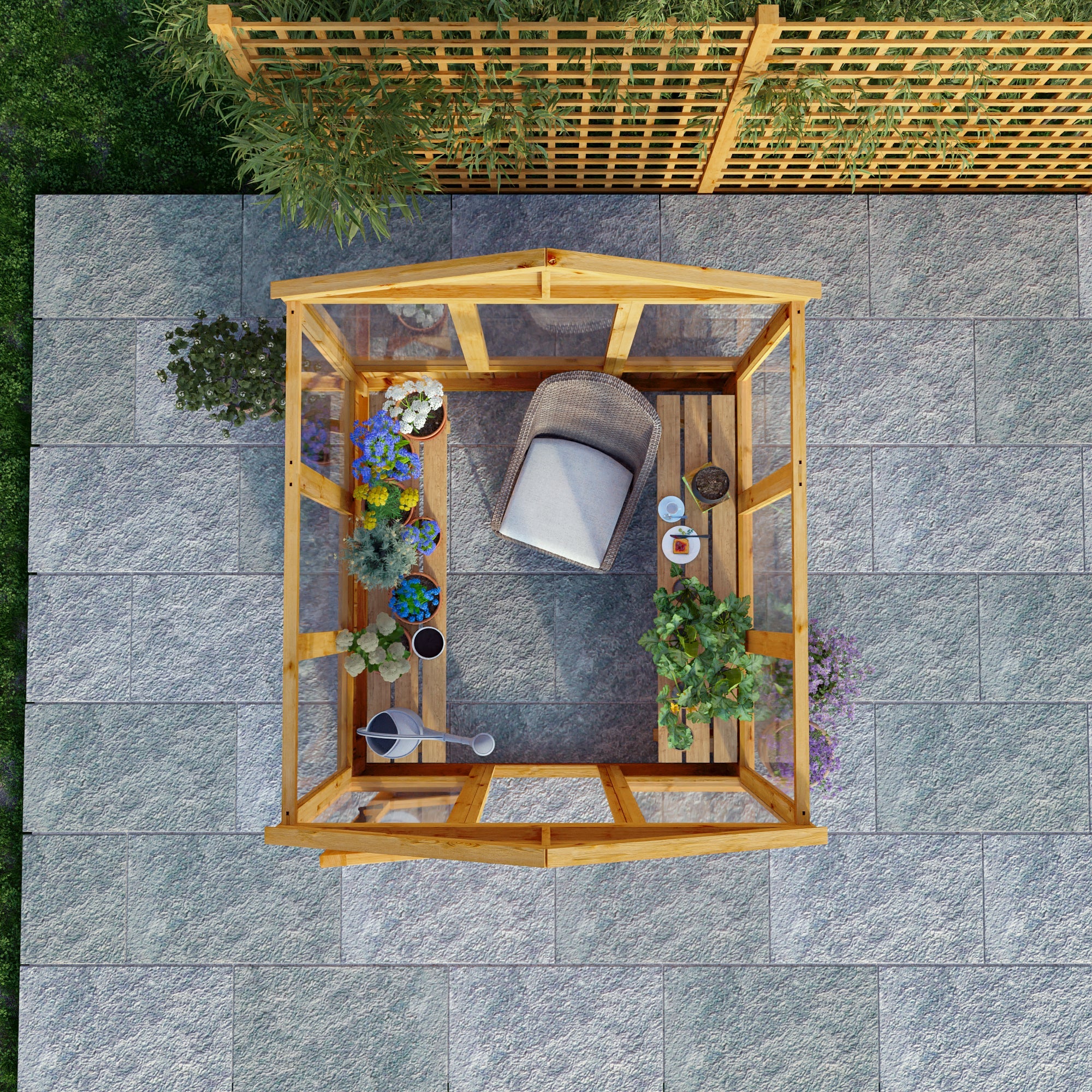 Mercia Woodsman 6' 3" x 6' 1" Apex Greenhouse - Premium Dip Treated Shiplap- Glass Windows - Image 3
