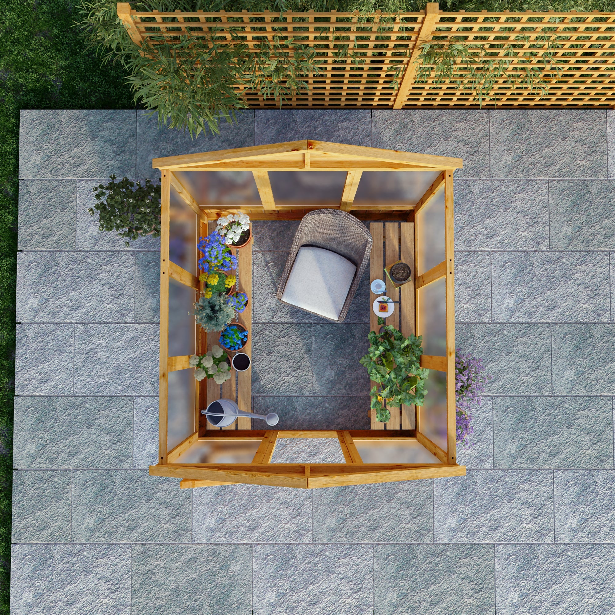 Mercia Woodsman 6' 3" x 6' 1" Apex Greenhouse - Premium Dip Treated Shiplap- Polycarbonate Windows - Image 3