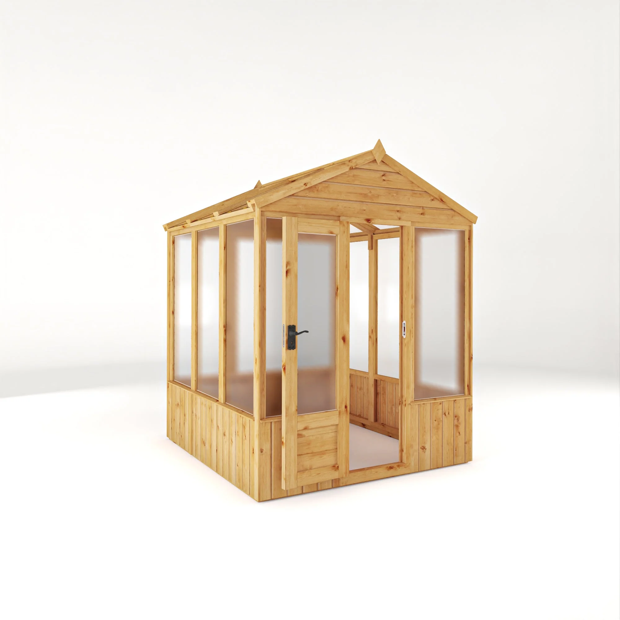 Mercia Woodsman 6' 3" x 6' 1" Apex Greenhouse - Premium Dip Treated Shiplap- Polycarbonate Windows - Image 5