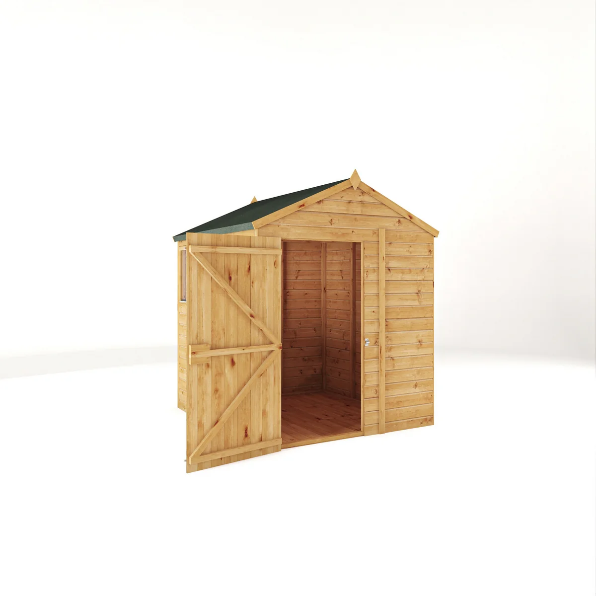 Mercia Woodsman 6' 3" x 6' 2" Apex Shed - Premium Dip Treated Shiplap - Glass Windows - Image 10